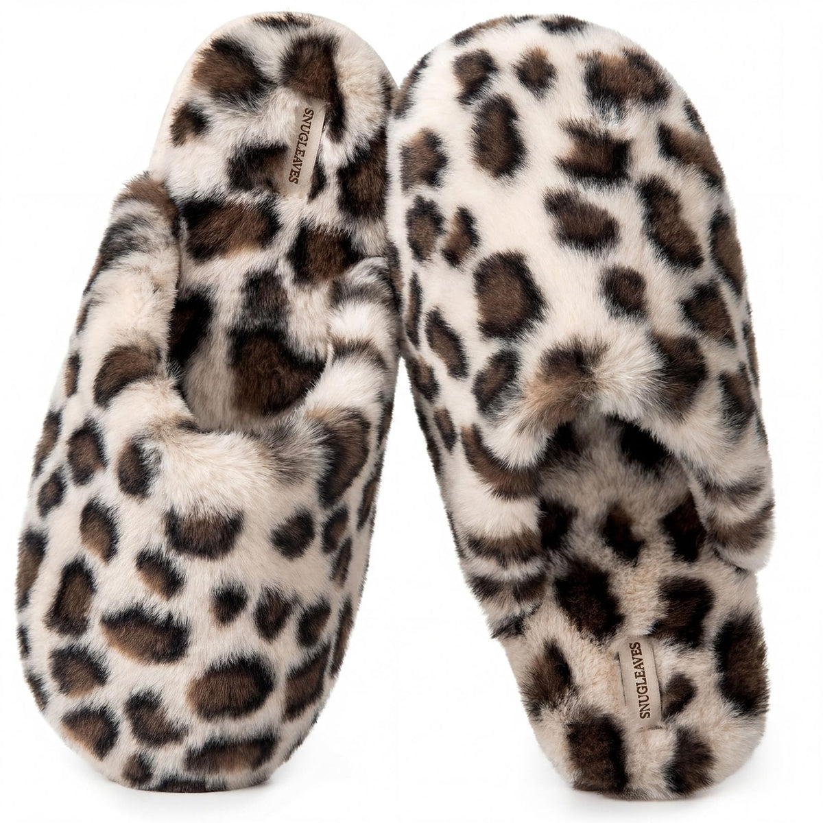 Snug Leaves Women's Fuzzy Scuff Slippers Memory Foam Non-slip House Shoes