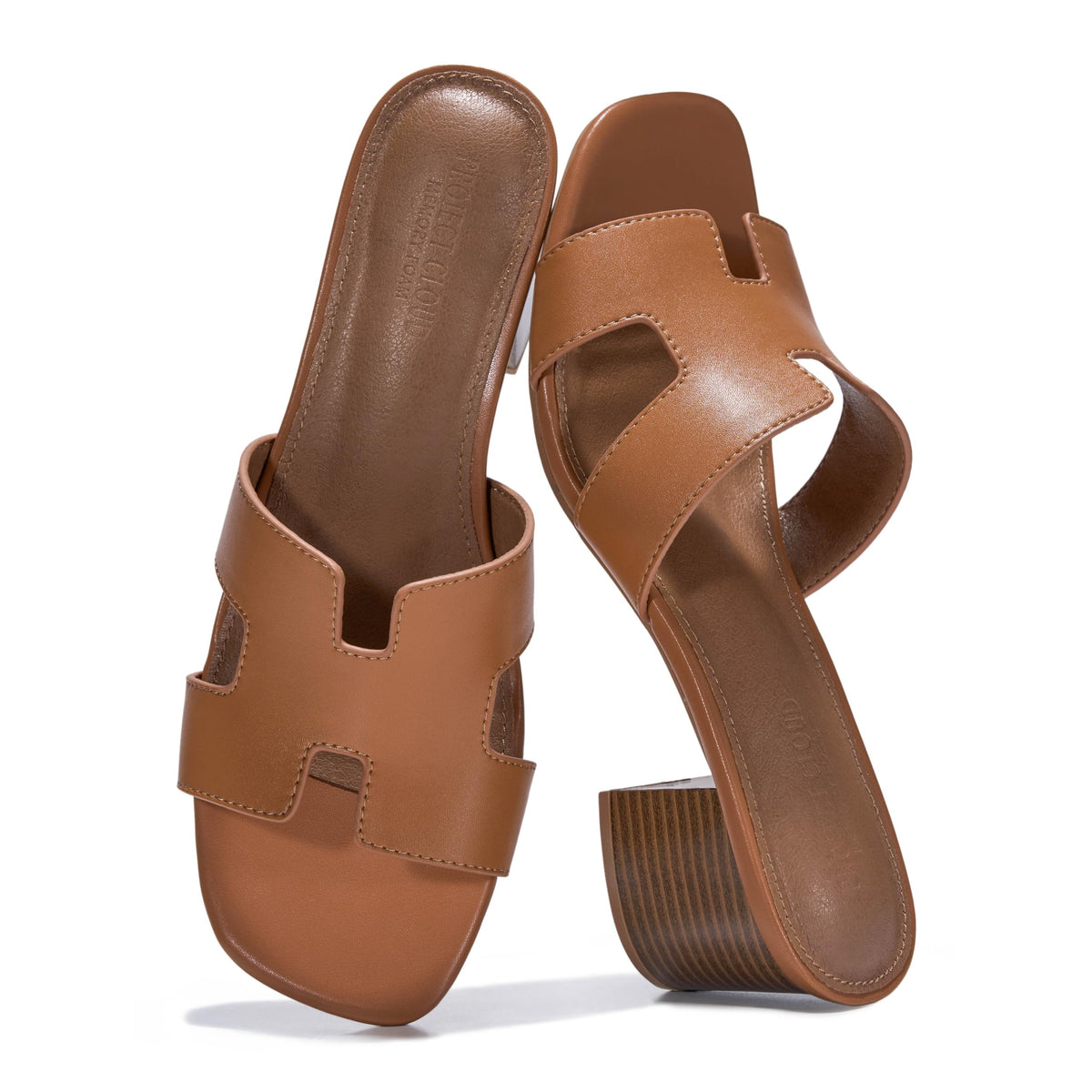 Project Cloud 100% Genuine Leather Block Heeled Sandals for Women(Opal)