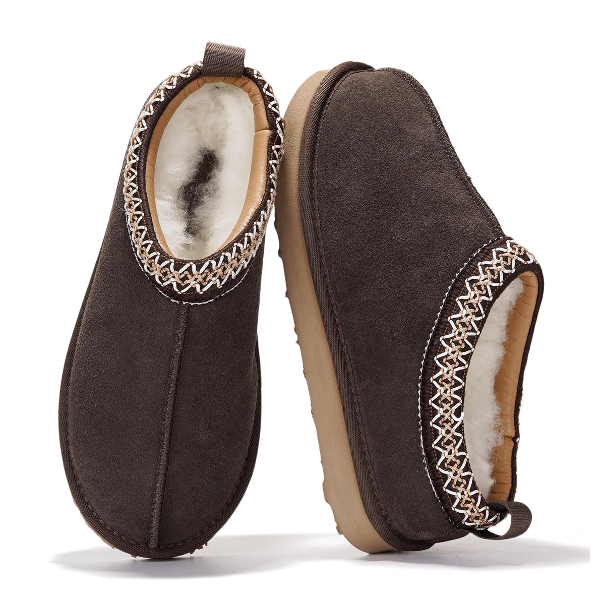 100% Genuine Leather Womens Slippers Fur-Lined Shearling Slippers for Women