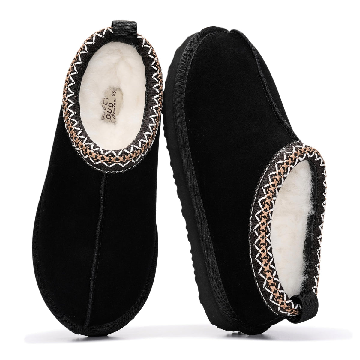 100% Genuine Leather Womens Slippers Fur-Lined Shearling Slippers for Women