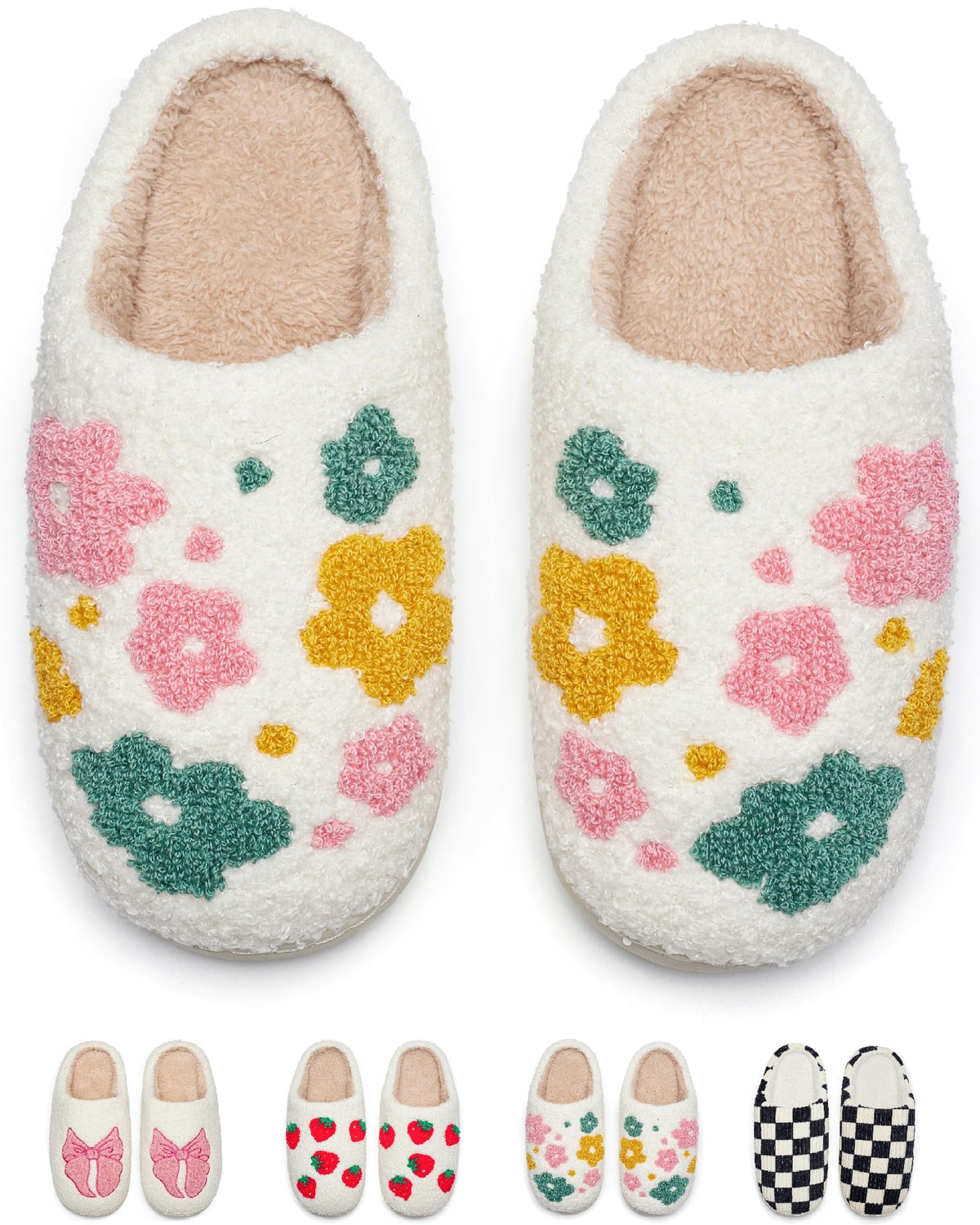 Cute House Slippers for Women Men Warm Cozy House Shoes Fuzzy Home Slippers with Memory Foam Indoor and Outdoor