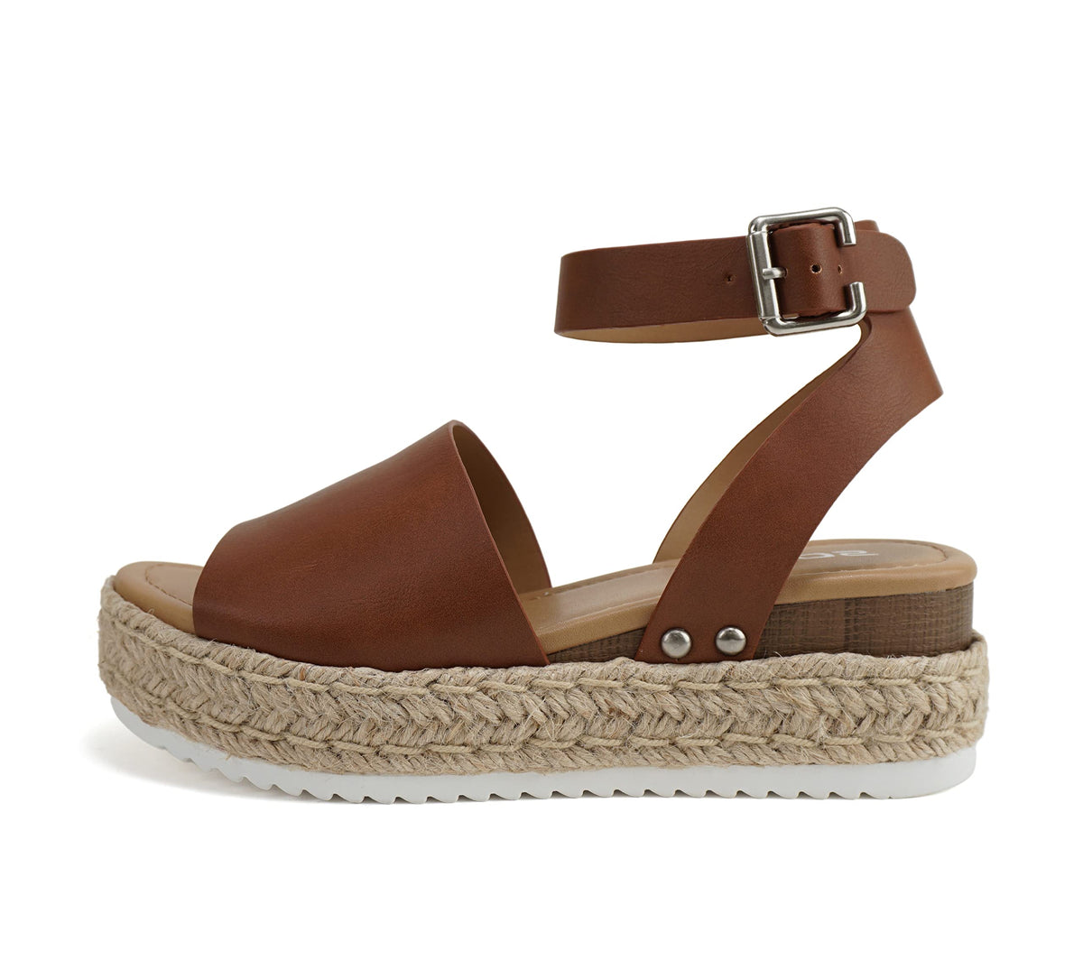 Soda Topic Open Toe Buckle Ankle Strap Espadrilles Flatform Wedge Casual Sandal