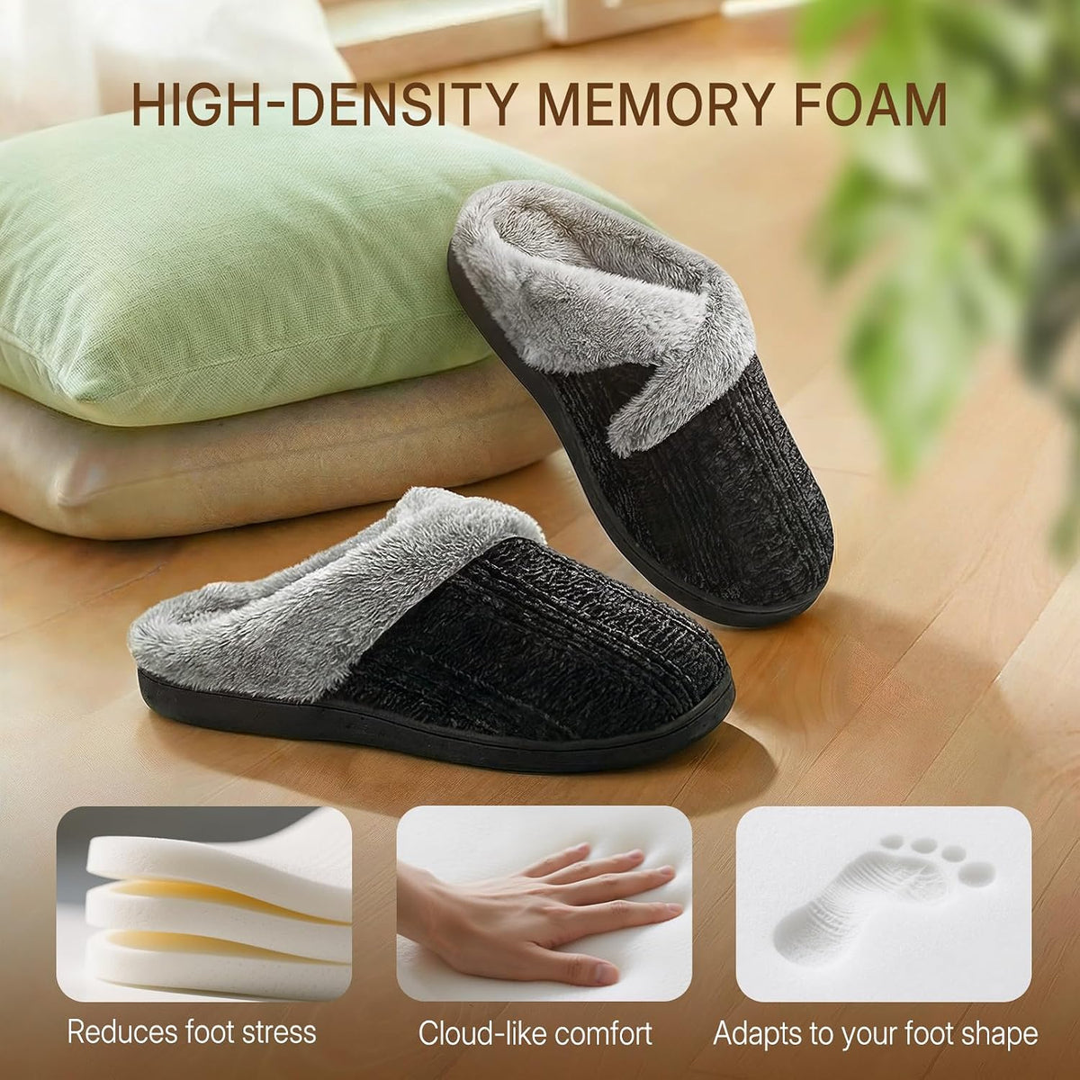 Slippers for Women Fuzzy House Slip on Indoor Outdoor Bedroom Home Shoes