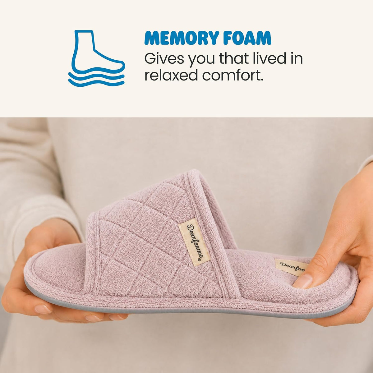 Dearfoams womens Slipper Memory Foam Summer House Shoe Beatrice Terry Slide