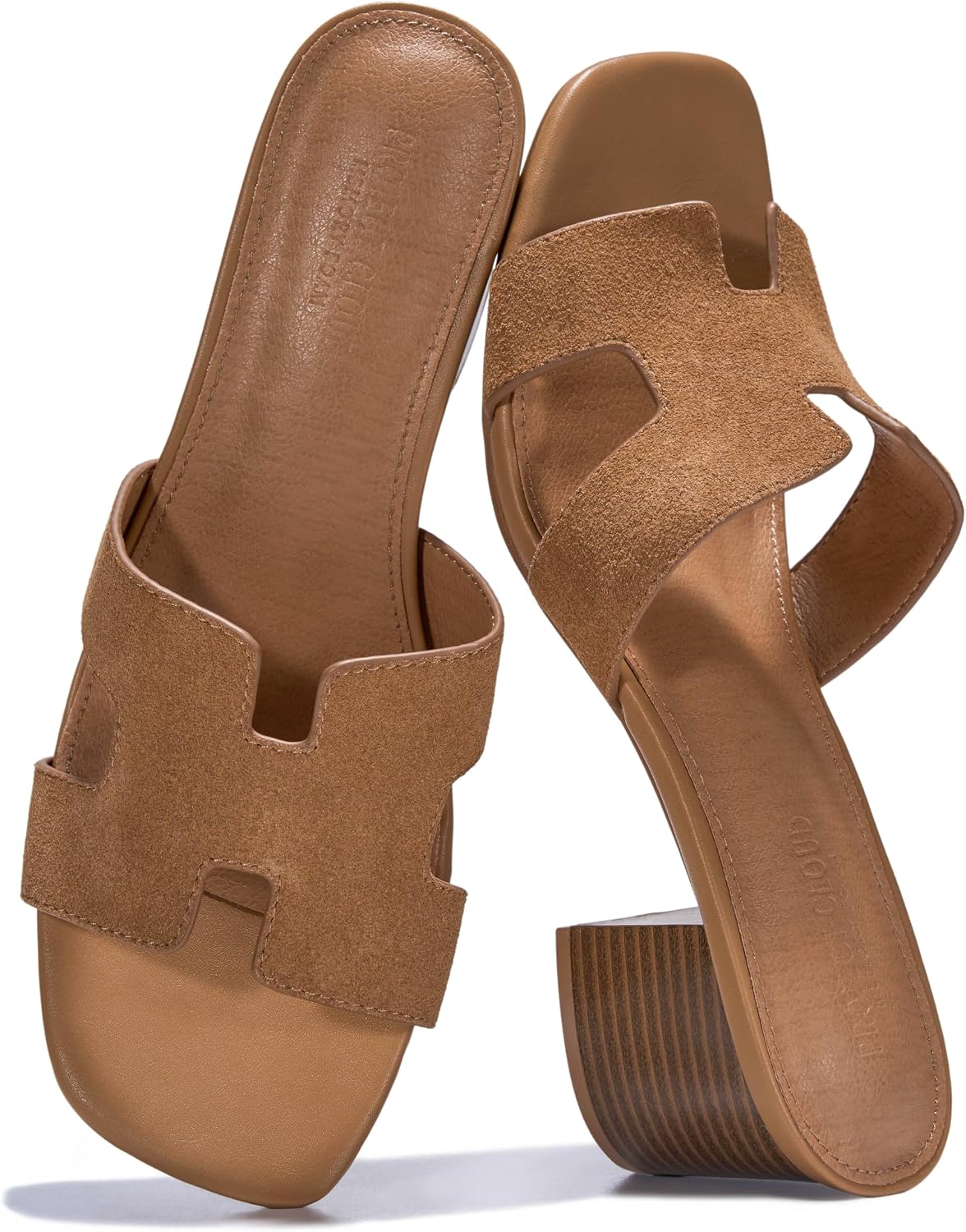 Project Cloud 100% Genuine Leather Block Heeled Sandals for Women(Opal)