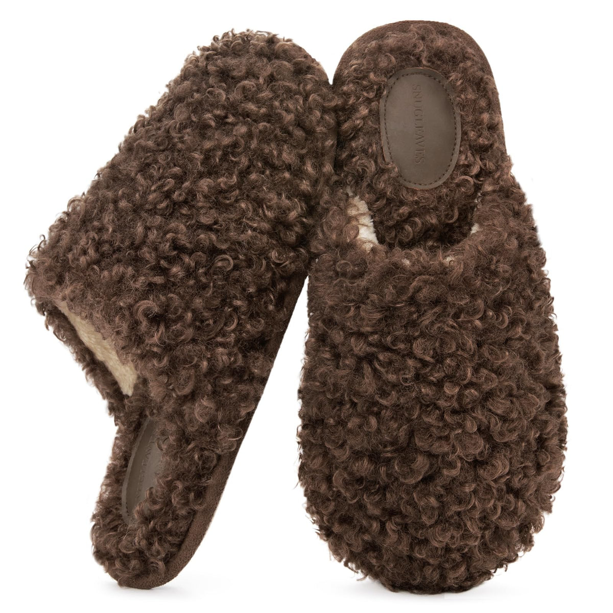 Snug Leaves Women's Scuff Slippers Furry Cute Memory Foam House Shoes
