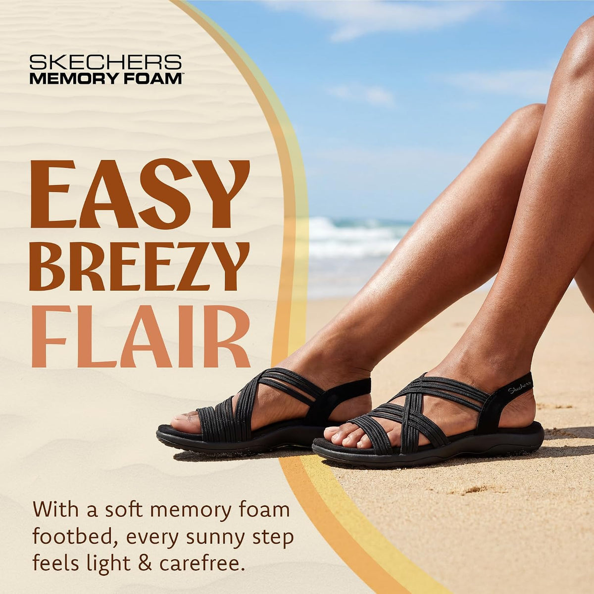 Skechers Women's Reggae Slim Simply Stretch Sandal