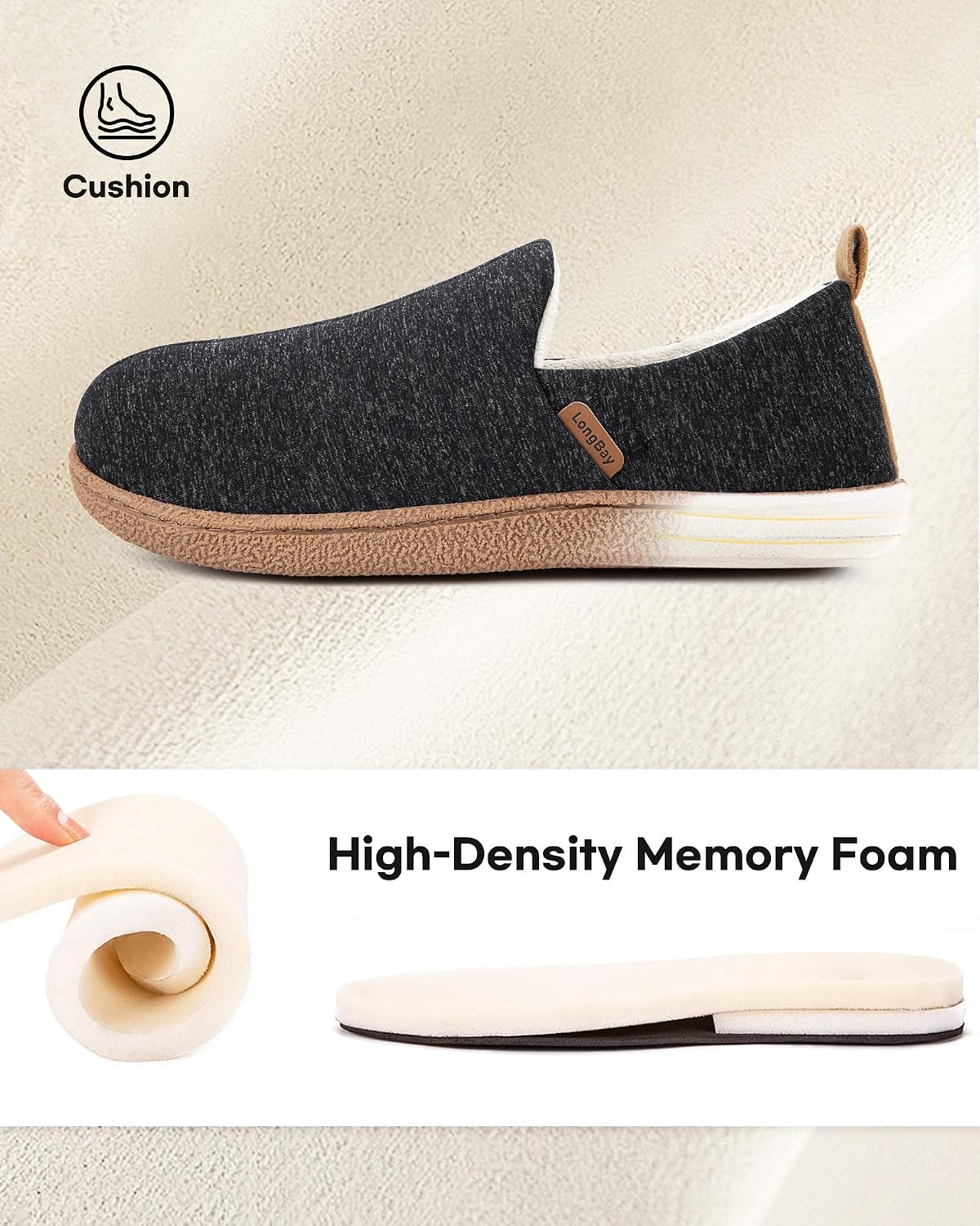 LongBay Women's Slippers Memory Foam Cozy House Shoes for Indoor Outdoor
