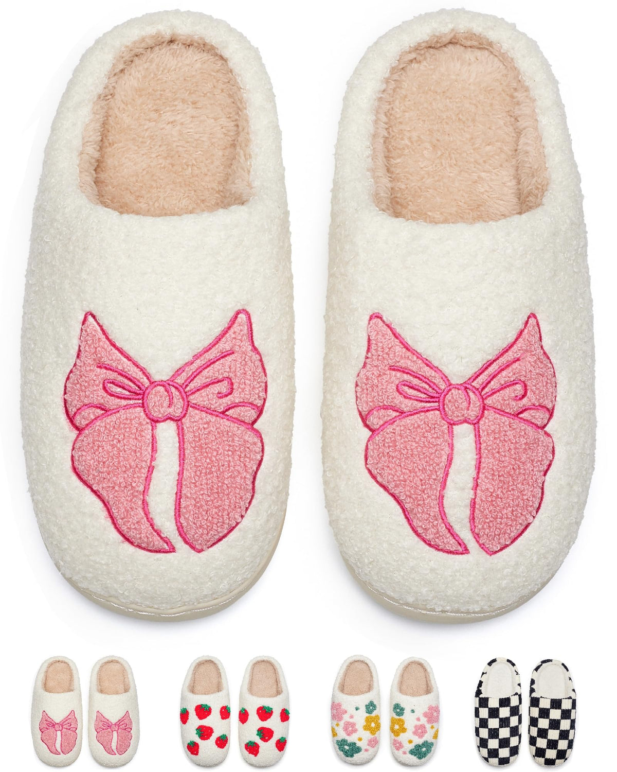 Cute House Slippers for Women Men Warm Cozy House Shoes Fuzzy Home Slippers with Memory Foam Indoor and Outdoor