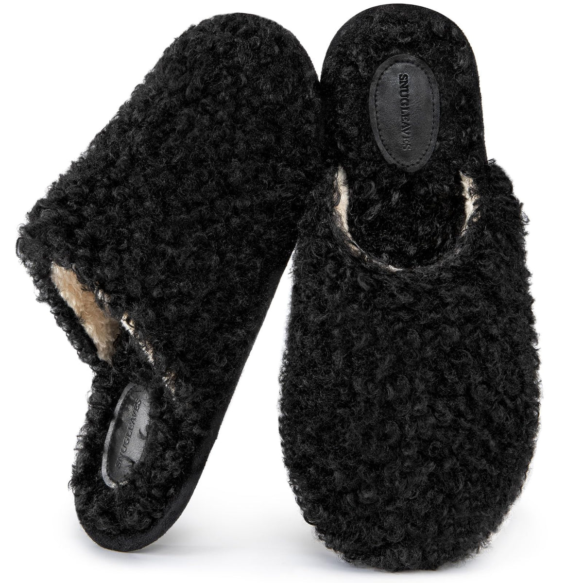 Snug Leaves Women's Scuff Slippers Furry Cute Memory Foam House Shoes