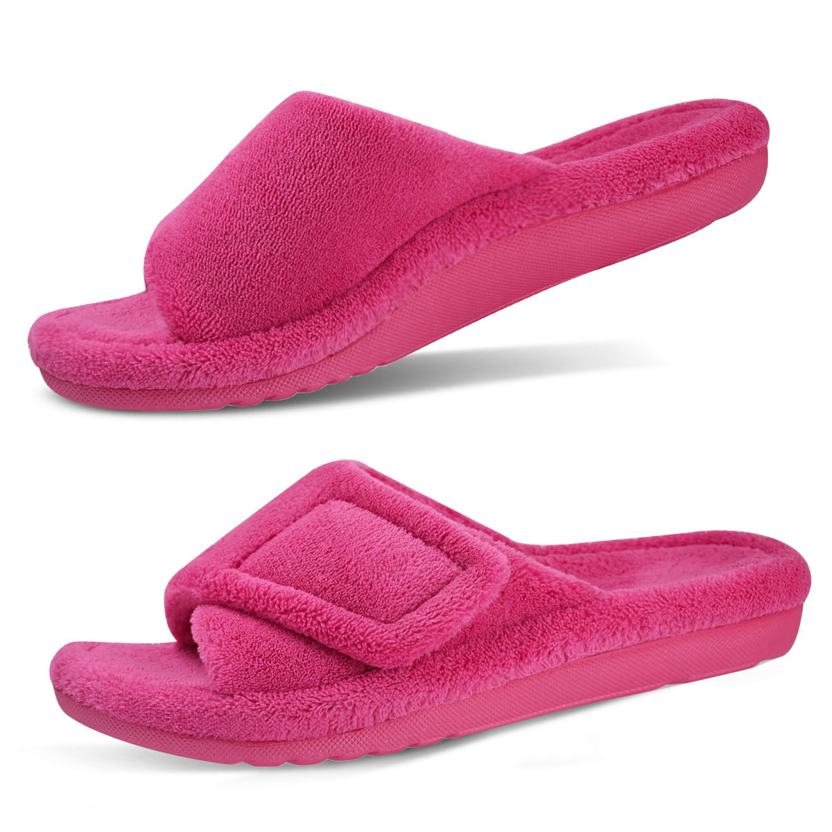 GRITHEIM Women's Orthotic Arch Support Slippers Fuzzy Adjustable Orthopedic Slippers for Plantar Fasciitis Furry Slide for Ladies