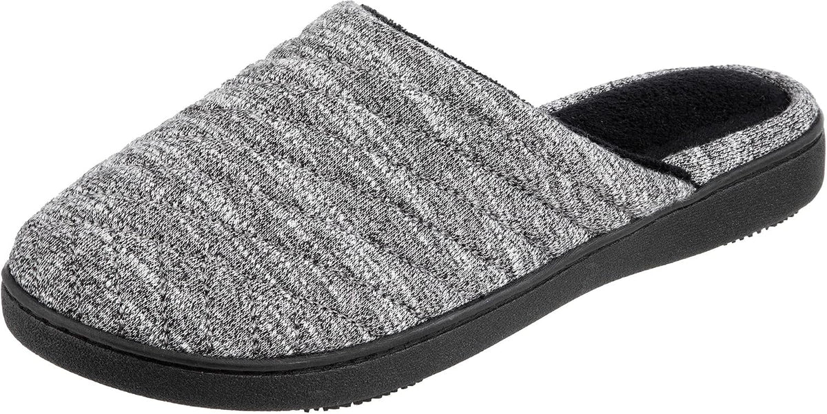 Isotoner Women's Premium Knit Slide Slippers - Moisture-Wicking Lining, Rubber Indoor/Outdoor Sole - Machine Washable House Shoes