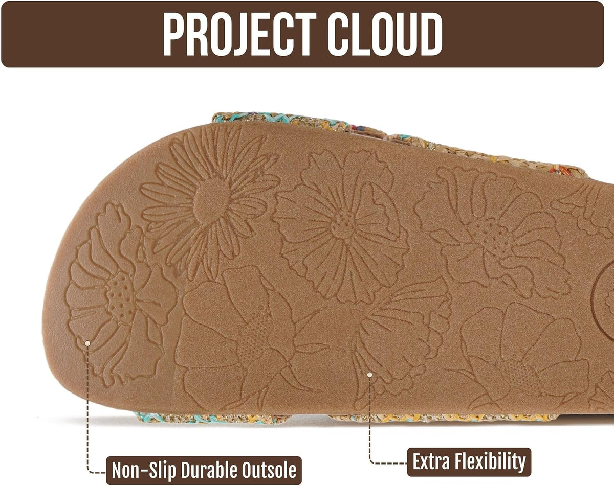 Project Cloud Genuine Suede Adjustable Buckle Slides for Women Footwear