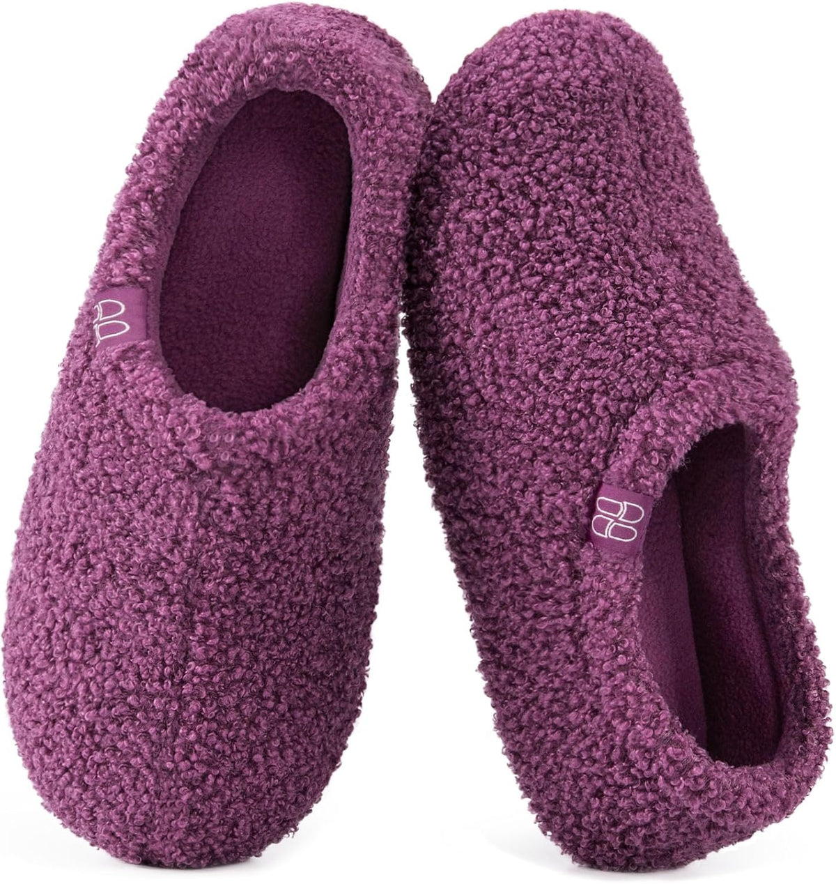 HomeTop Women's Fuzzy Curly Fur Fleece Lining Memory Foam Loafer Slippers