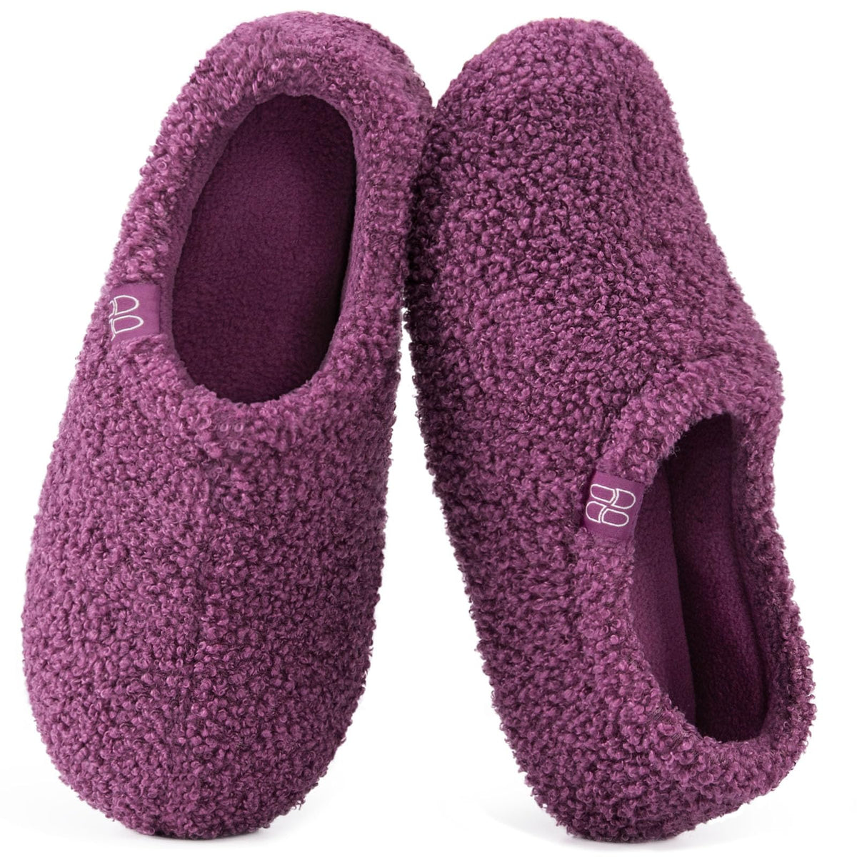 HomeTop Women's Fuzzy Curly Fur Fleece Lining Memory Foam Loafer Slippers