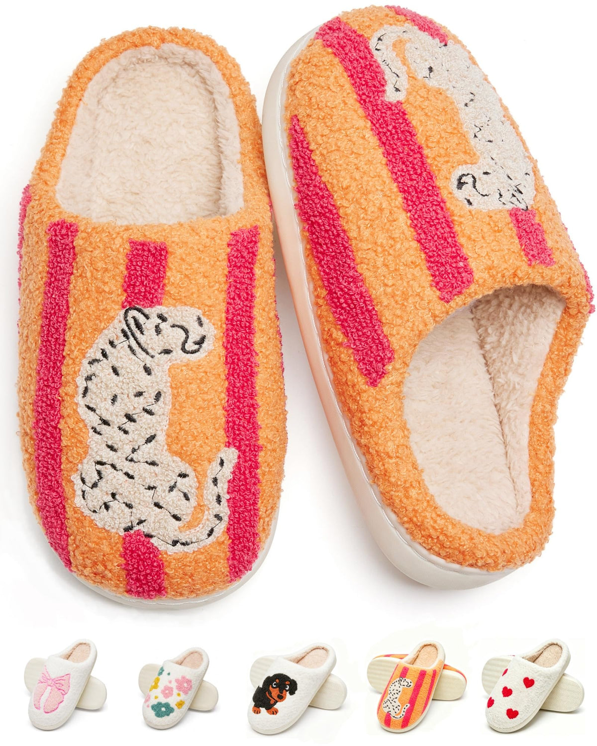 Cute Fuzzy Slippers for Women Men Memory Foam House Shoes indoor outdoor