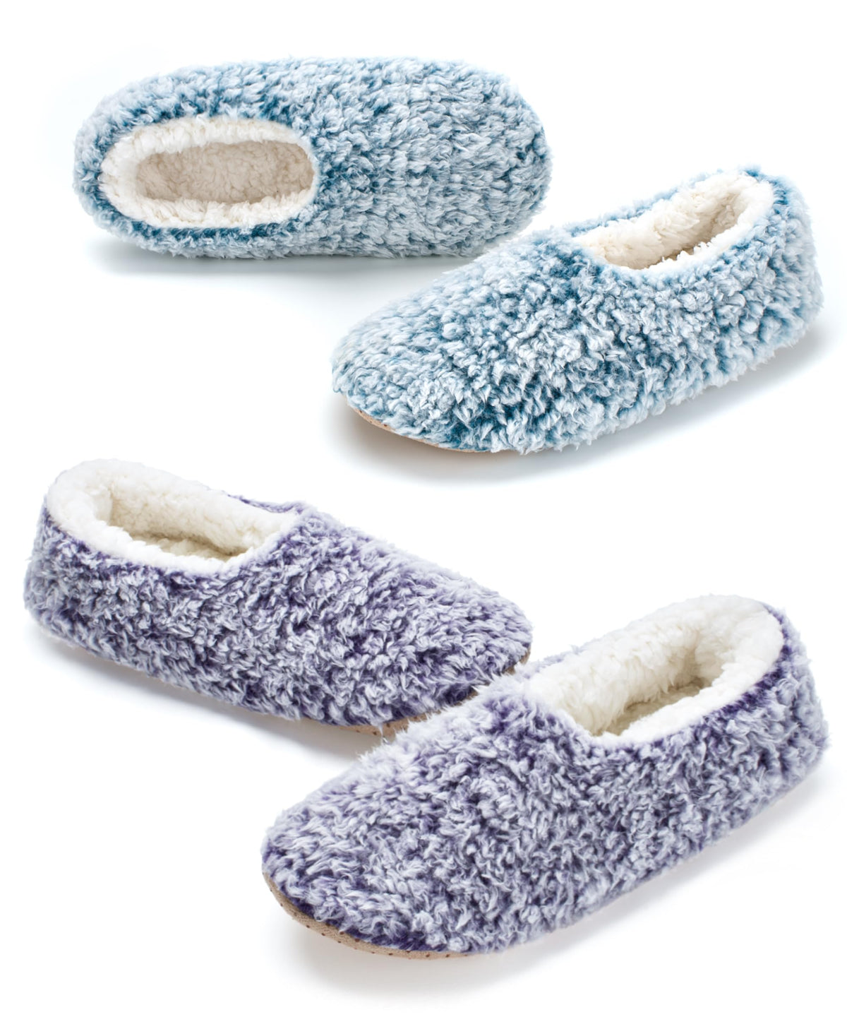 cosyone1997 Womens 2-Pair Fuzzy Slippers Indoor Non Slip Soft Sole