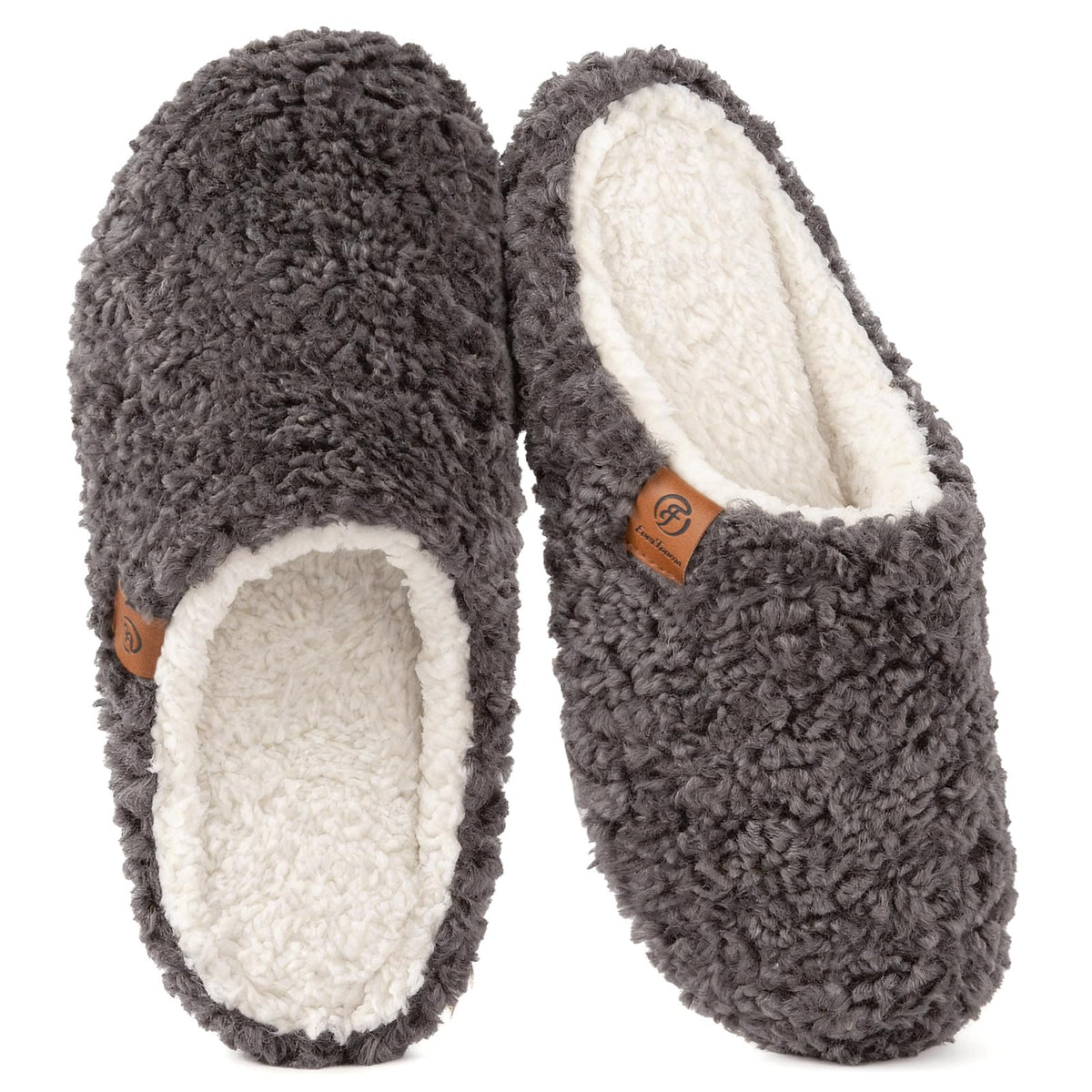 EverFoams Women’s Fuzzy Slippers Slip-on Memory Foam Indoor House Shoes