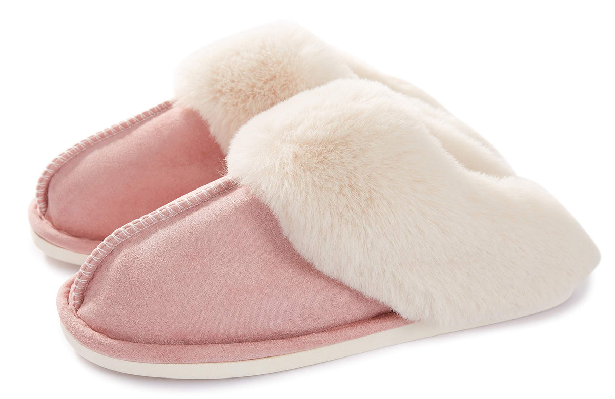 Donpapa Womens Fuzzy Slippers Memory Foam Warm Cozy Indoor House Shoes