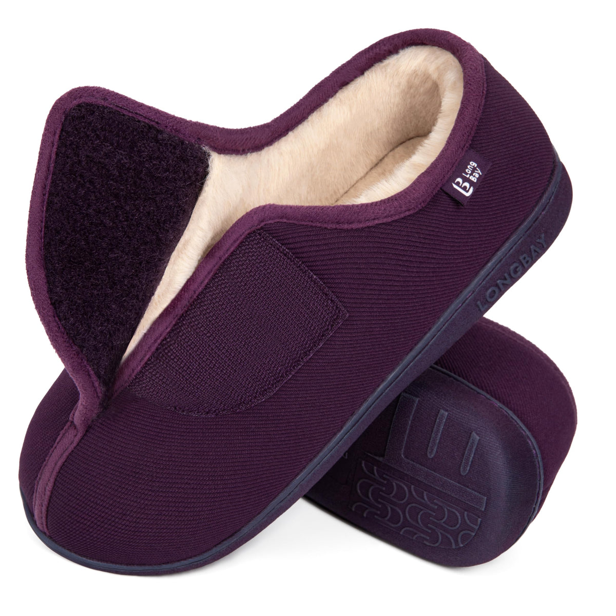 LongBay Womens Adjustable Slippers Memory Foam Cozy Wide Diabetic House Shoes Edema Orthopedic Neuropathy Indoor Outdoor