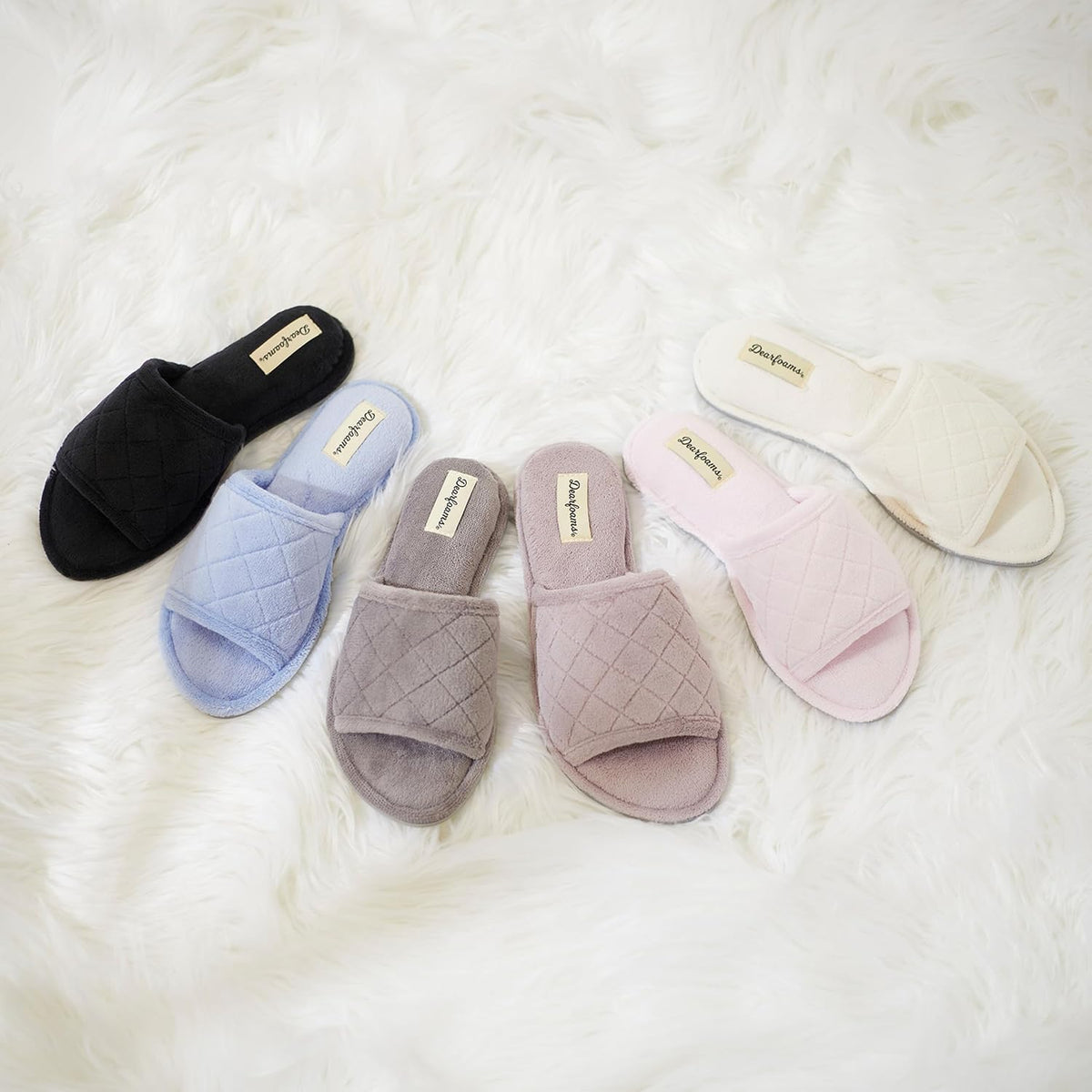 Dearfoams womens Slipper Memory Foam Summer House Shoe Beatrice Terry Slide