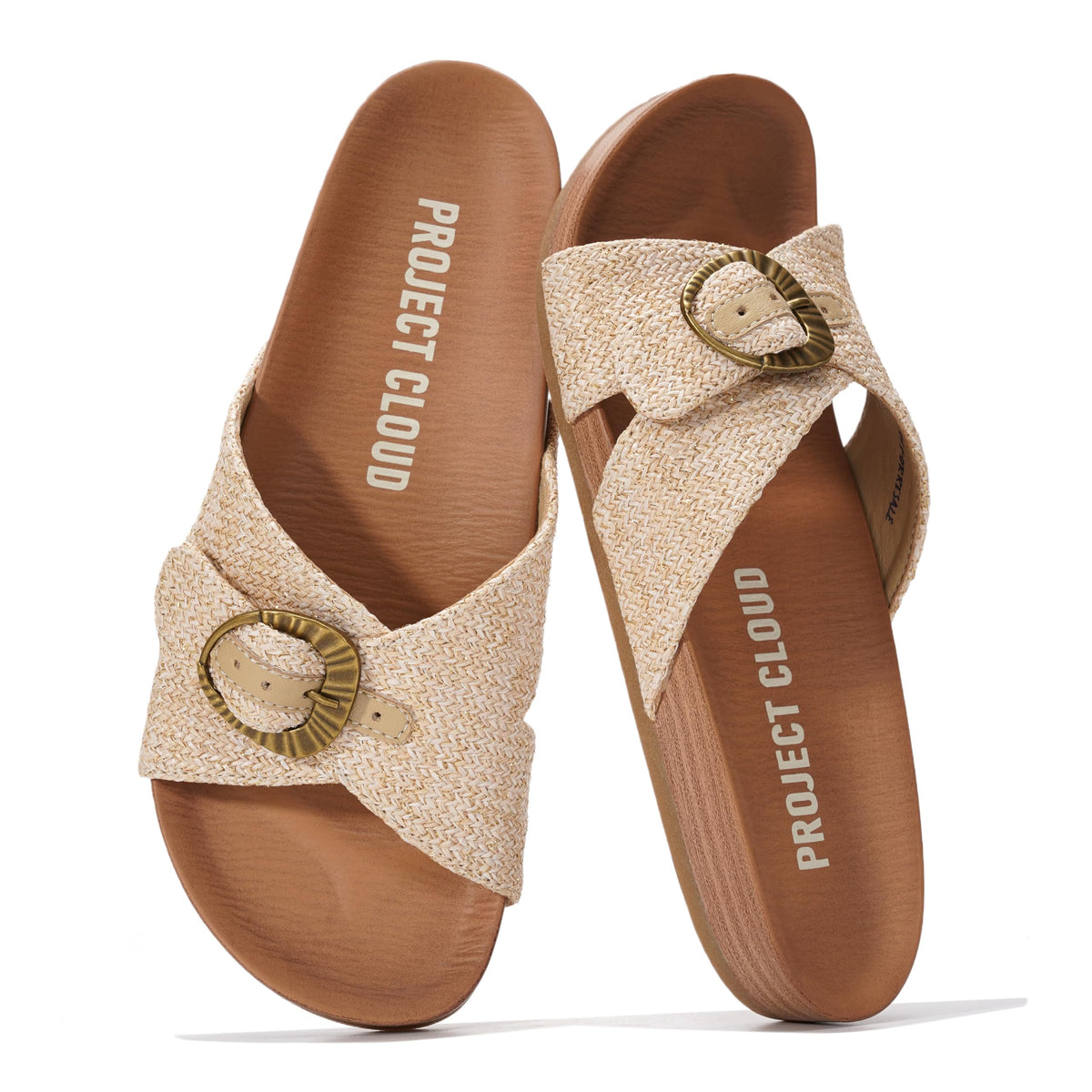 Project Cloud Genuine Suede Adjustable Buckle Slides for Women Footwear