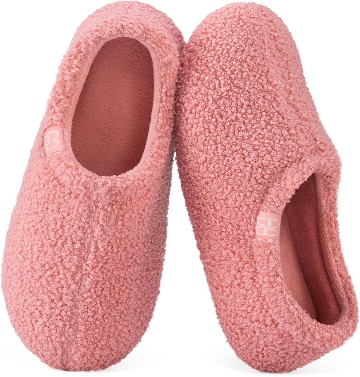 HomeTop Women's Fuzzy Curly Fur Fleece Lining Memory Foam Loafer Slippers
