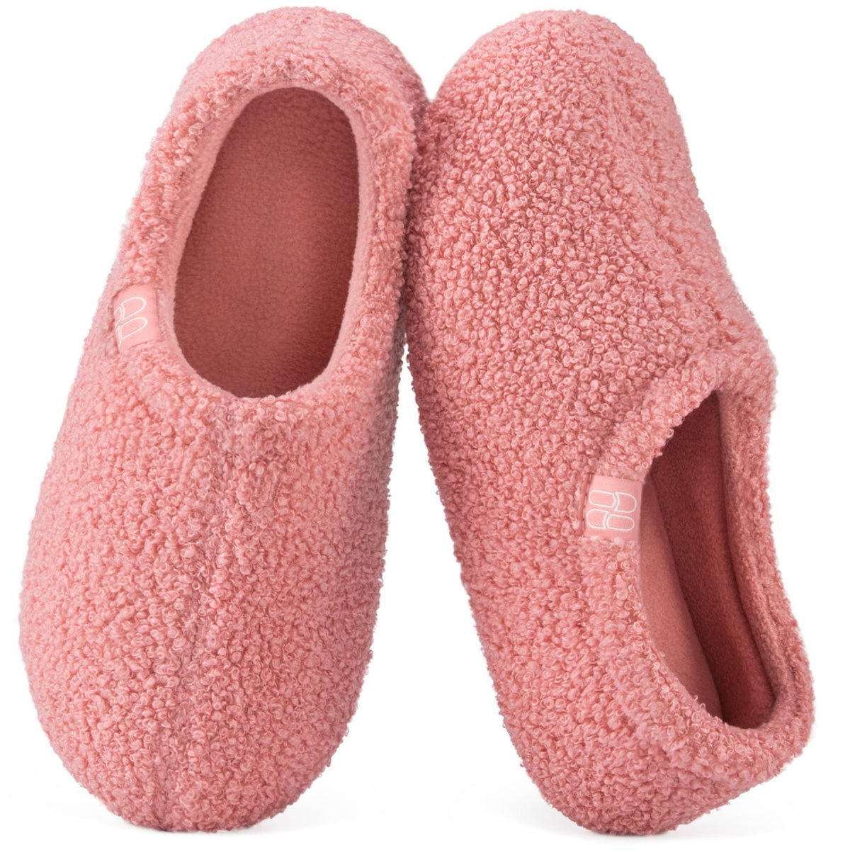 HomeTop Women's Fuzzy Curly Fur Fleece Lining Memory Foam Loafer Slippers