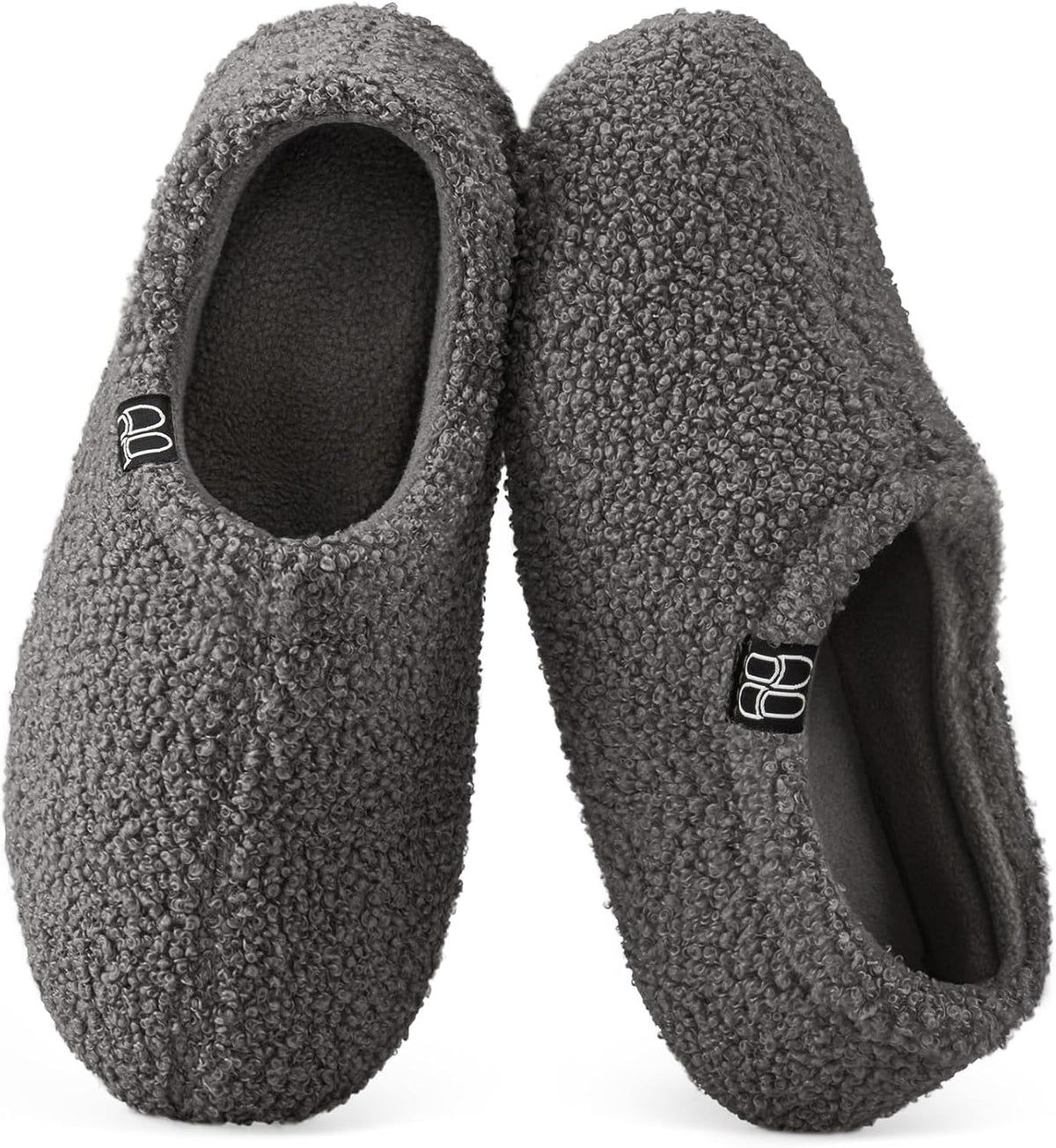 HomeTop Women's Fuzzy Curly Fur Fleece Lining Memory Foam Loafer Slippers