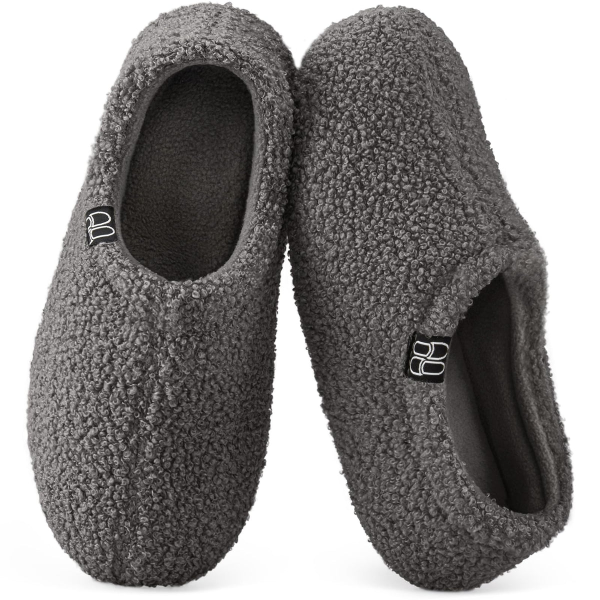 HomeTop Women's Fuzzy Curly Fur Fleece Lining Memory Foam Loafer Slippers