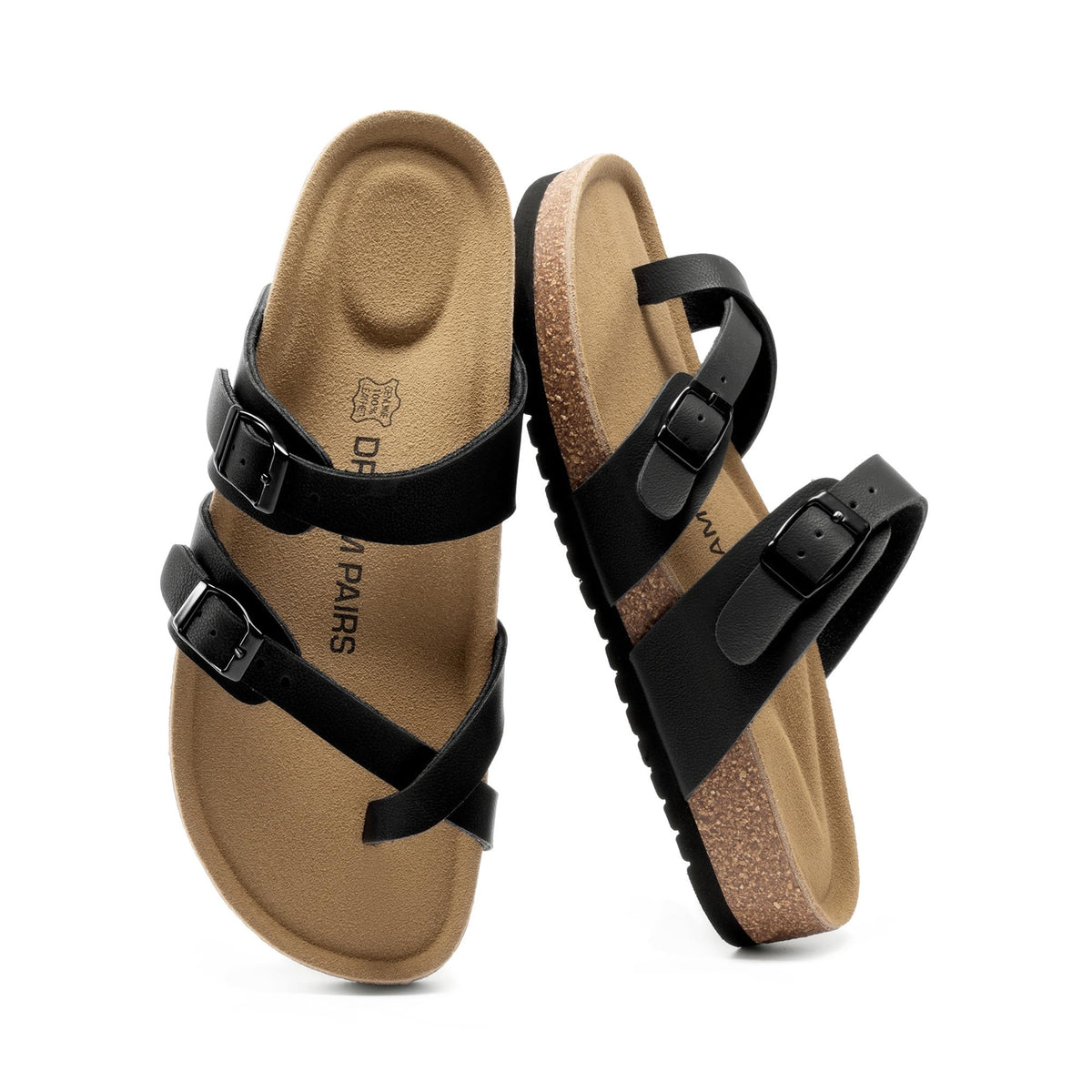 DREAM PAIRS Women's Leather Cork Footbed Summer Sandals