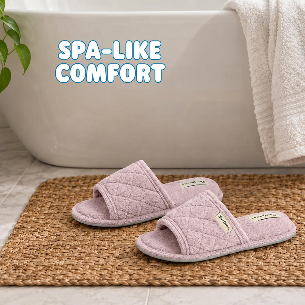 Dearfoams womens Slipper Memory Foam Summer House Shoe Beatrice Terry Slide