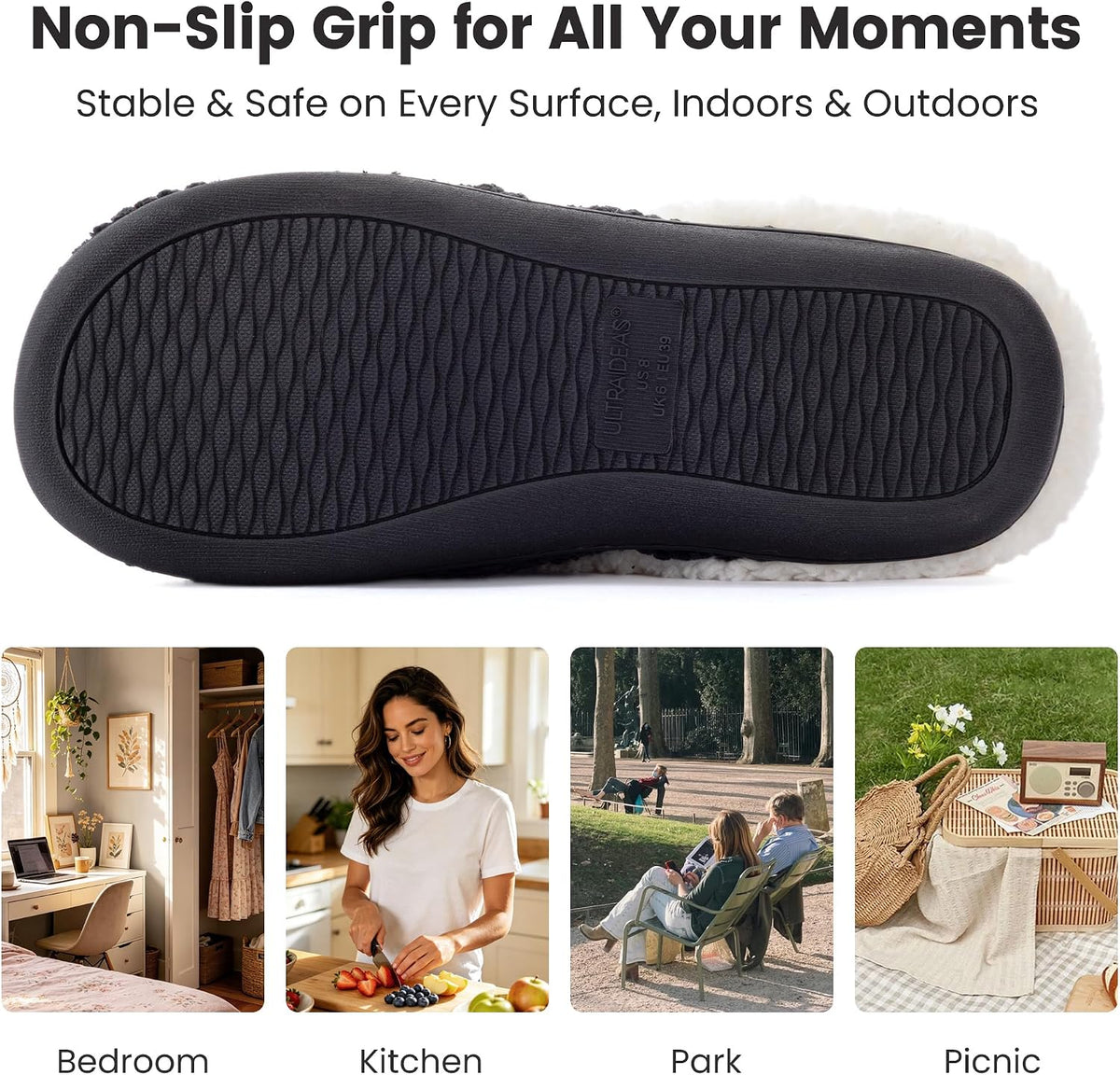 ULTRAIDEAS Women's Popcorn Fleece House Slippers