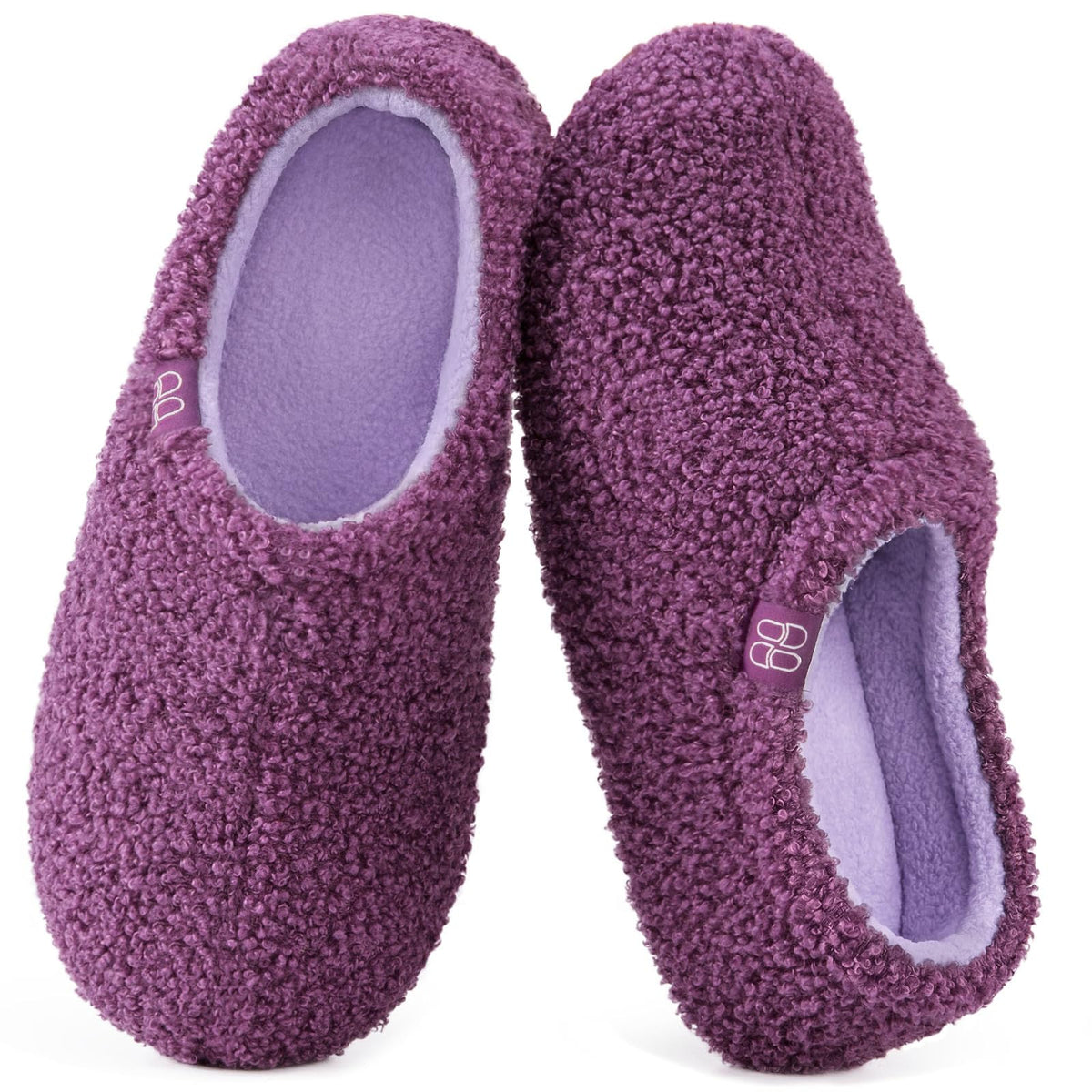 HomeTop Women's Fuzzy Curly Fur Fleece Lining Memory Foam Loafer Slippers