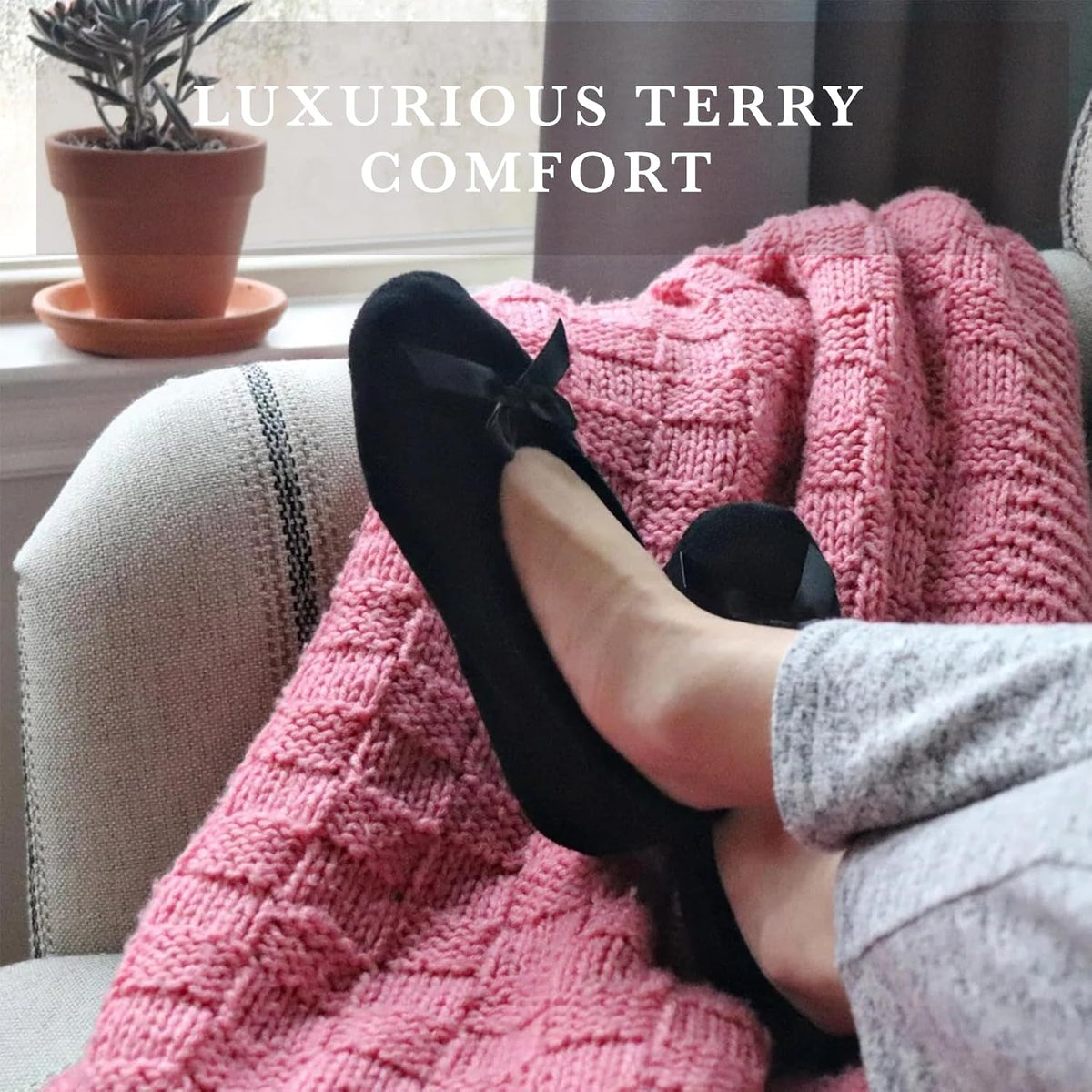 Isotoner Women’s Classic Terry Ballerina Slipper: Soft, Breathable, Terry Lined, Satin Bow, Secure Fit
