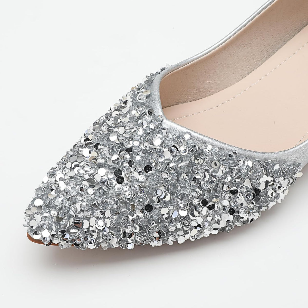 Women's Pumps, Closed Toe Chunky Heels for Women, Comfortable Work Pumps Shoes, Pointed Toe Rhinestones Dress Wedding Pumps for Women
