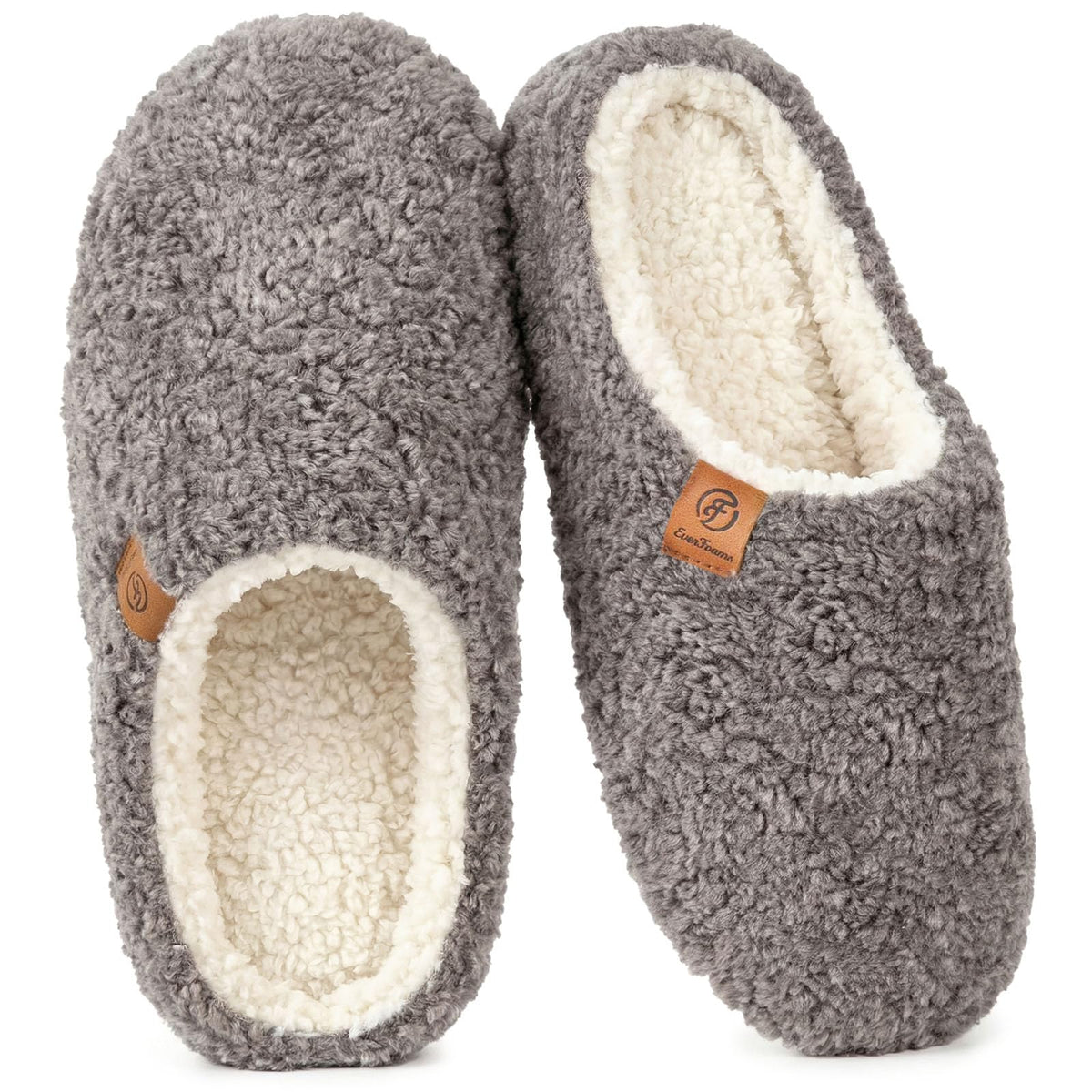 EverFoams Women’s Fuzzy Slippers Slip-on Memory Foam Indoor House Shoes