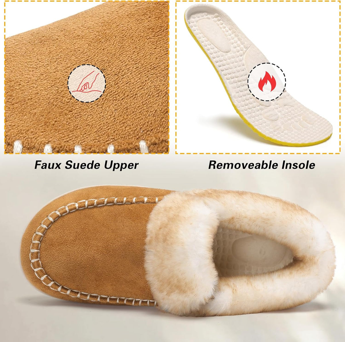 LeIsfIt Women's Fuzzy Slippers Wide Toe Box Memory Foam House Shoes
