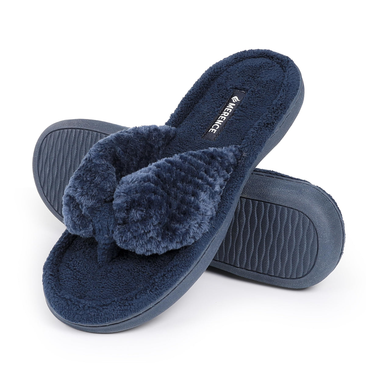 CIOR Women's Cozy Memory Foam Spa Thong Flip Flops House Indoor Slippers Plush Gridding Velvet Lining Clog Style-U1MTW017-0716