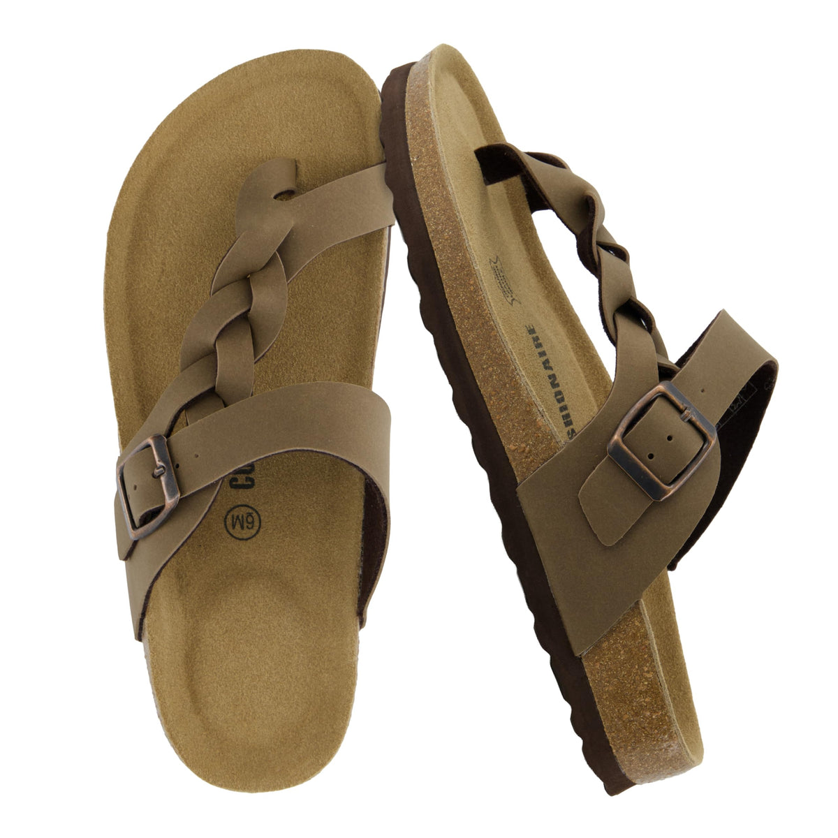 CUSHIONAIRE Libby Braided Summer Sandals for Women with Adjustable Buckle