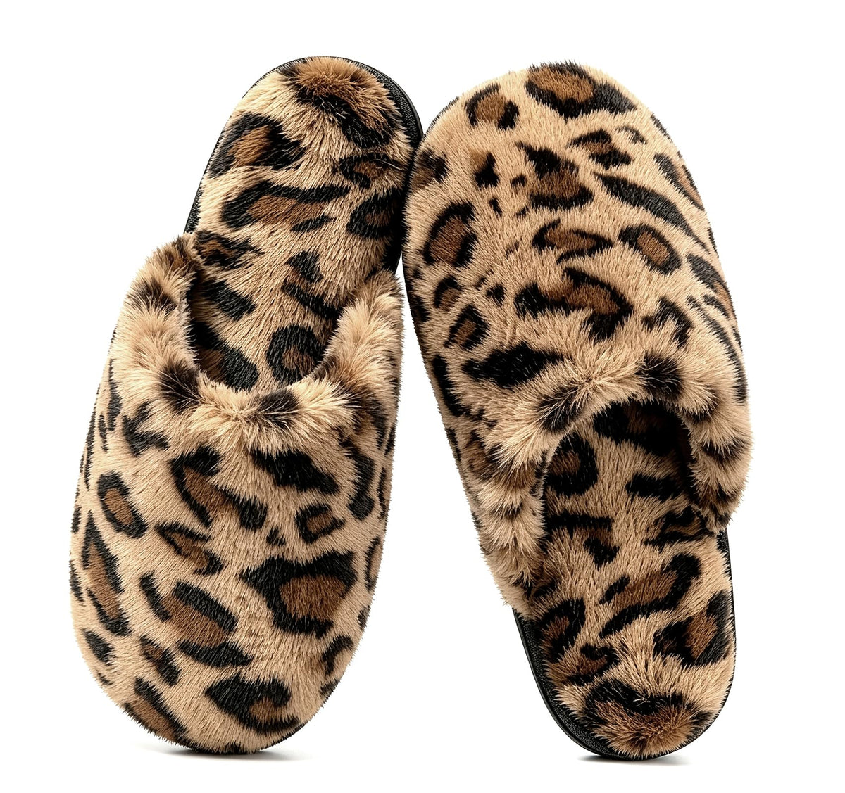 JOLLYVOGUE Cheetah Slippers for Women, Leopard Memory Foam House Shoes