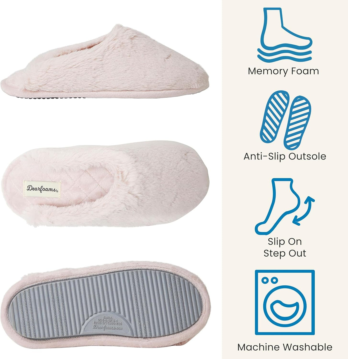 Dearfoams womens Bailey Plush Furry Scuff Slipper