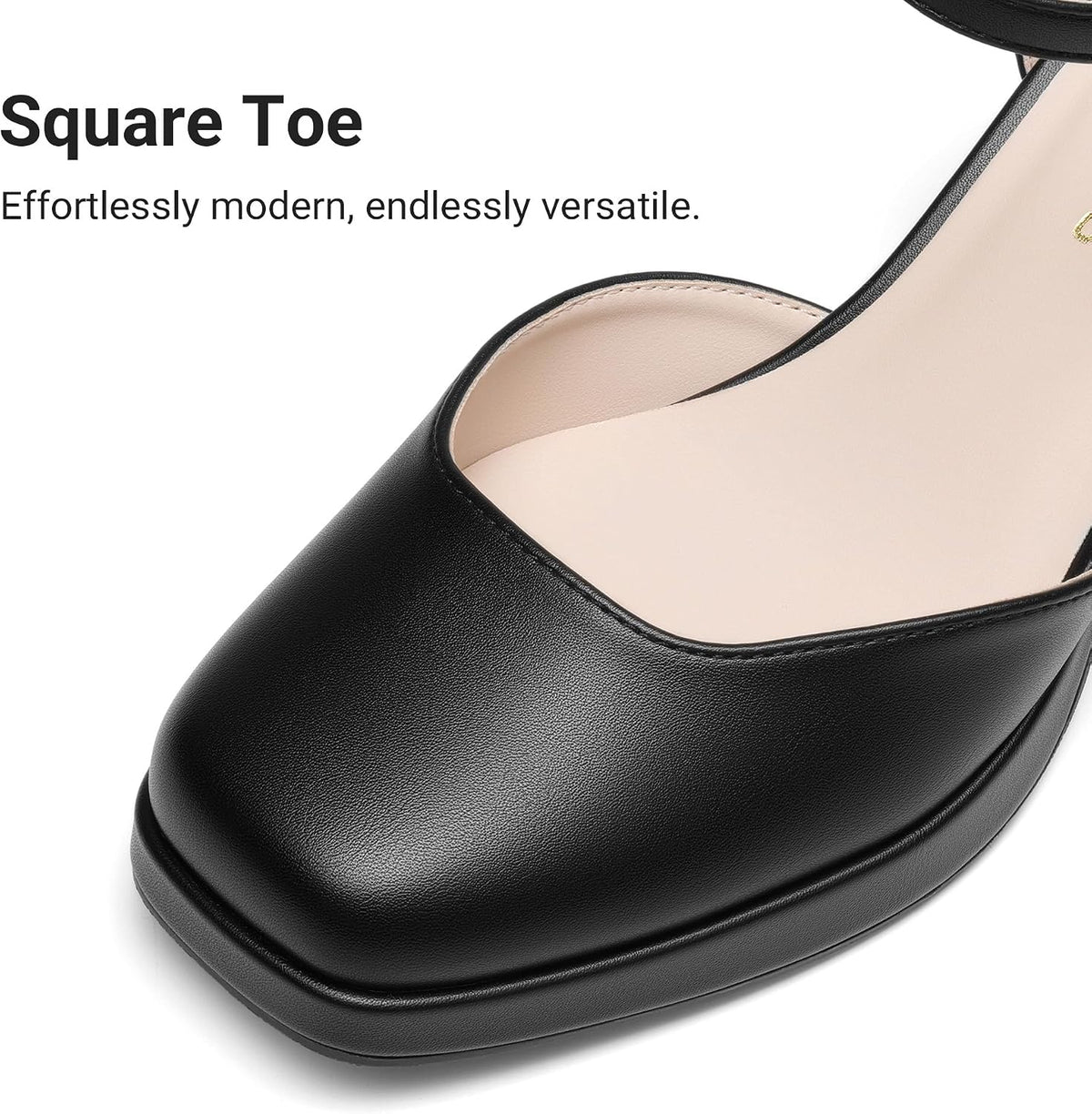 DREAM PAIRS Women's Chunky Platform Closed Toe Heels