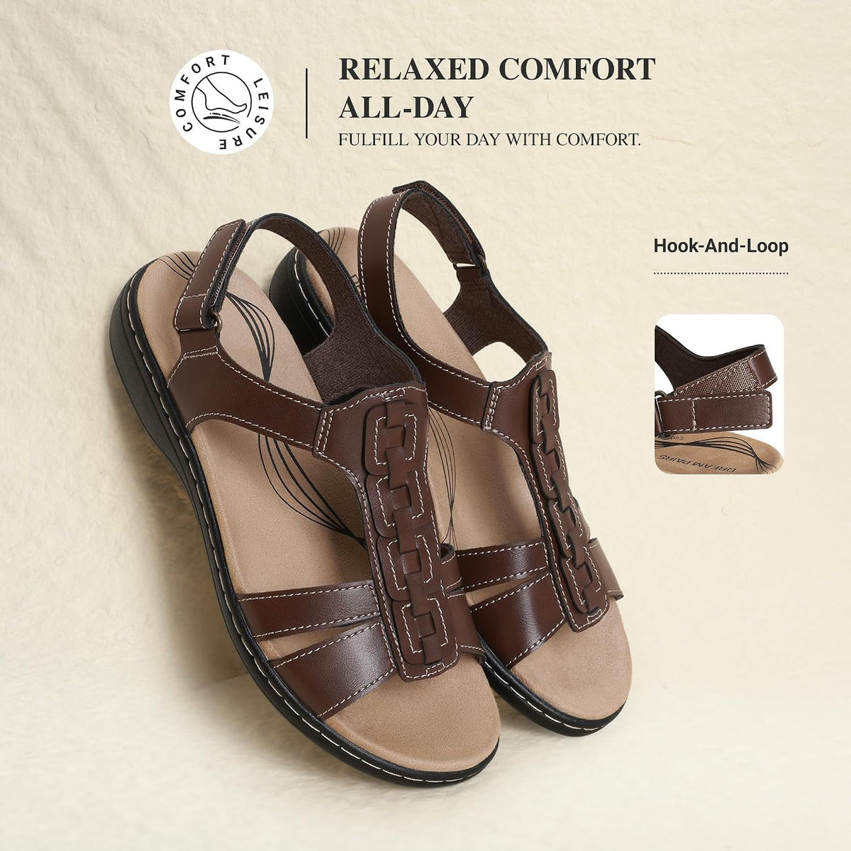 DREAM PAIRS Women's Thong T-strap Orthotic Flat Sandals