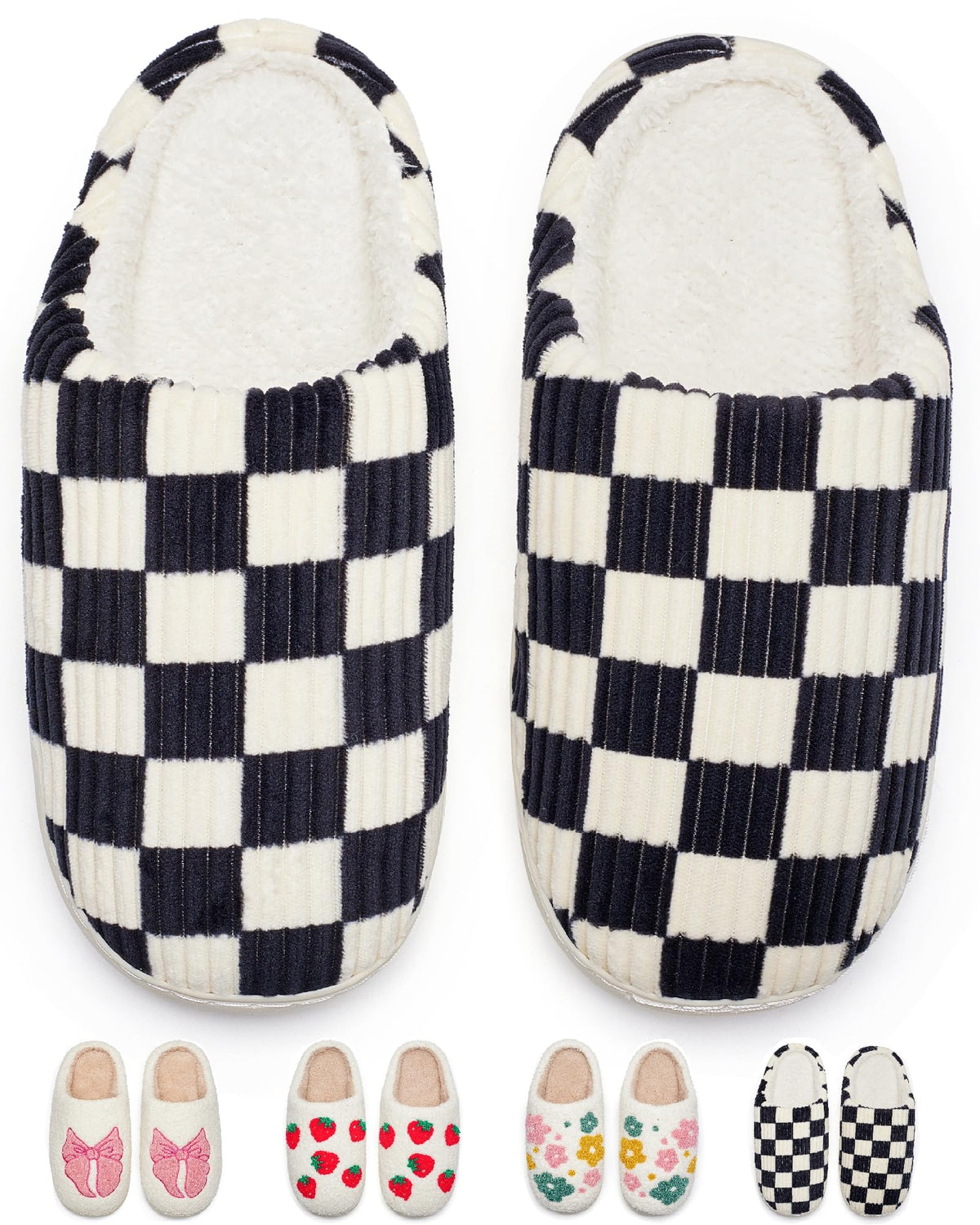 Cute House Slippers for Women Men Warm Cozy House Shoes Fuzzy Home Slippers with Memory Foam Indoor and Outdoor