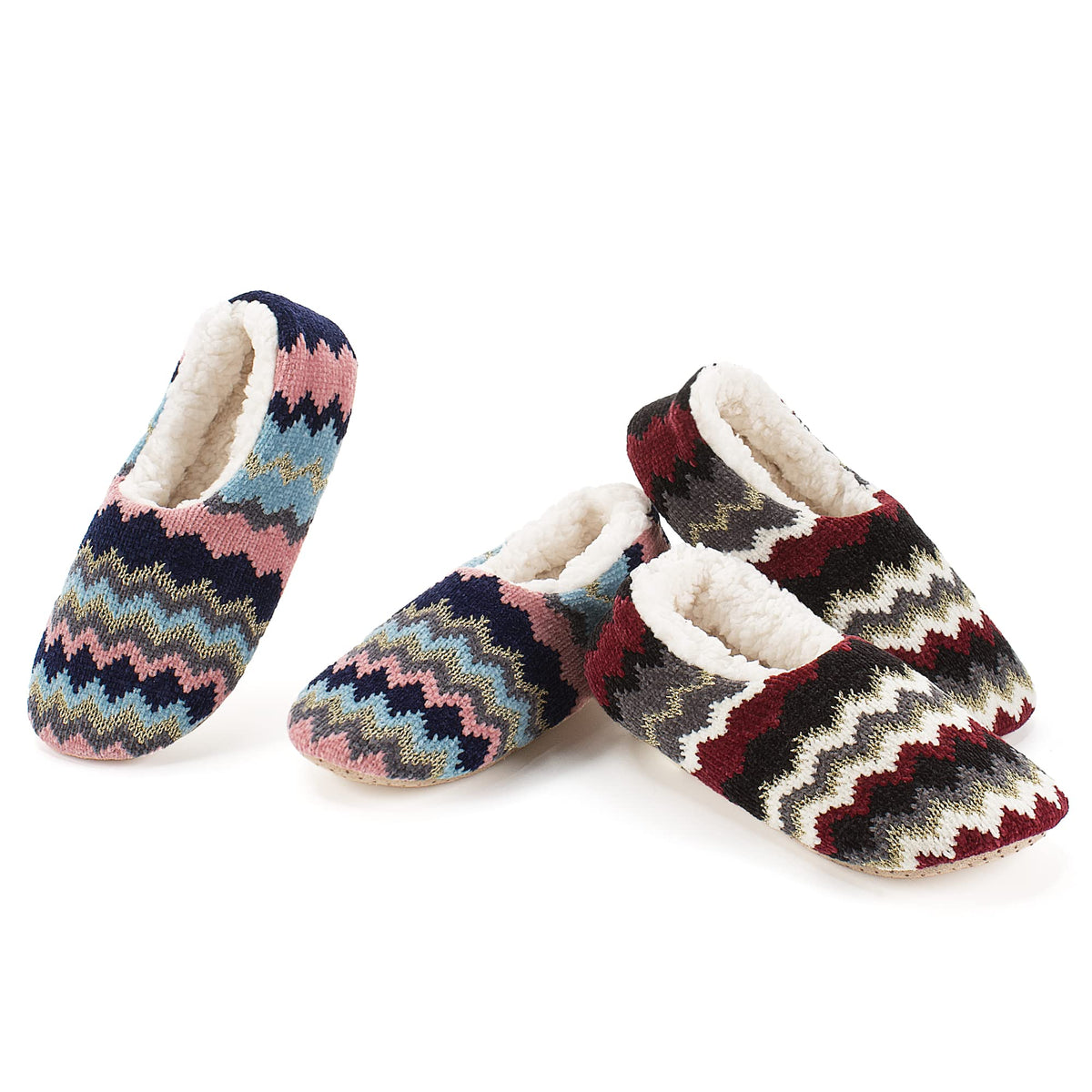cosyone1997 Womens 2-Pair Knit Slippers Non Slip Slipper Socks