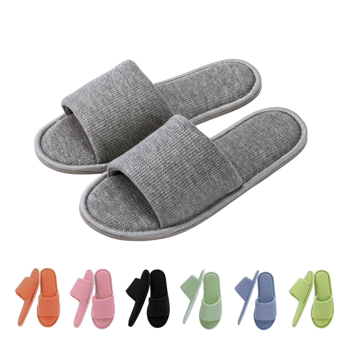Women's Open Toe House Slippers Breathable Waffle Fabric Memory Foam
