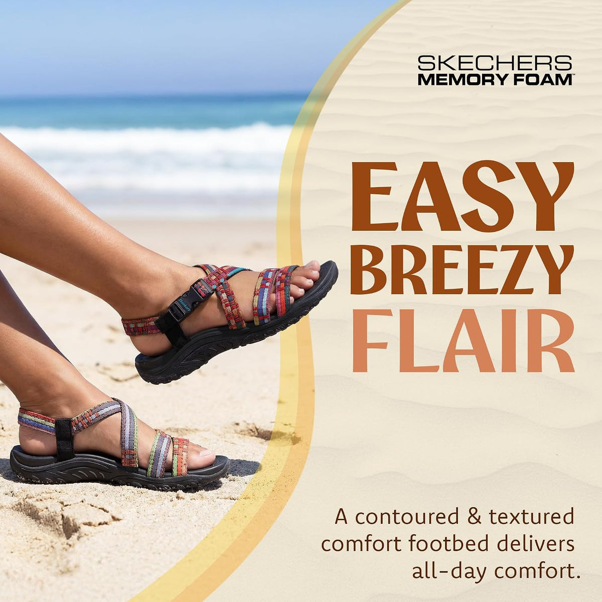 Skechers Women's Reggae Sew Me Boho Slingback Sandal