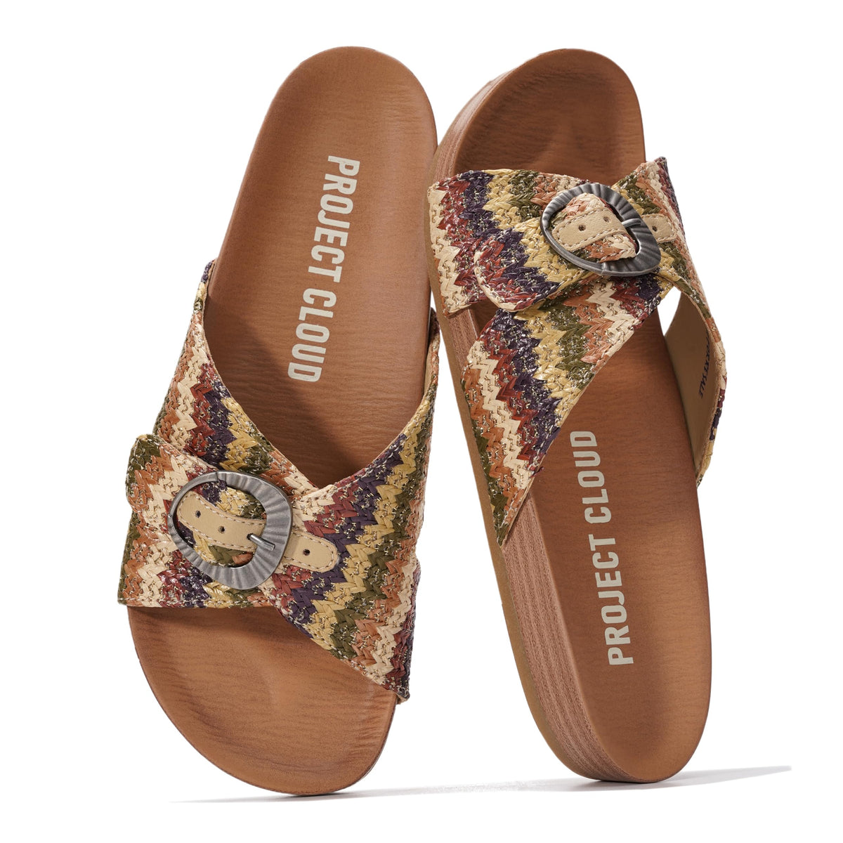 Project Cloud Genuine Suede Adjustable Buckle Slides for Women Footwear