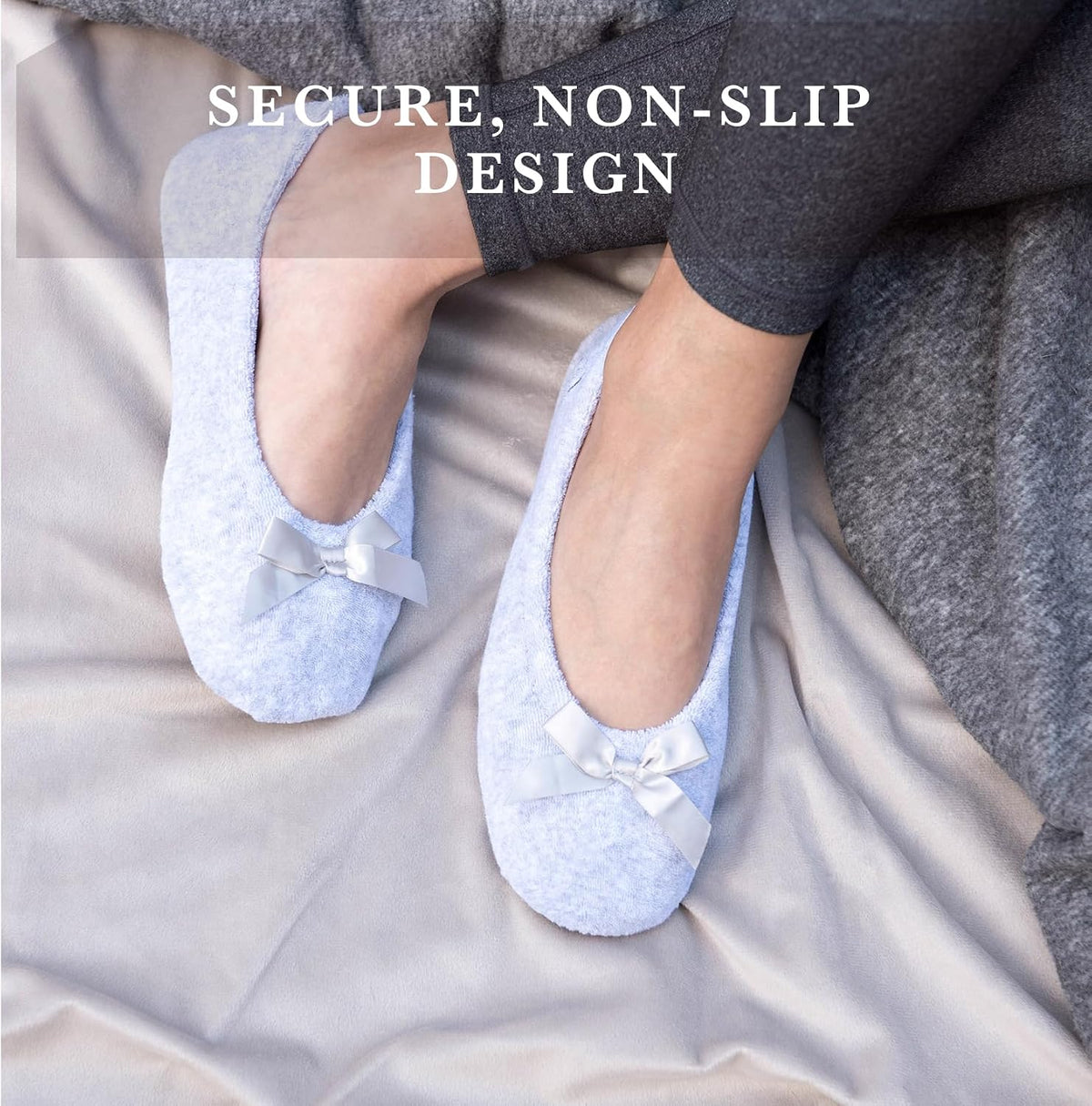 Isotoner Women’s Classic Terry Ballerina Slipper: Soft, Breathable, Terry Lined, Satin Bow, Secure Fit